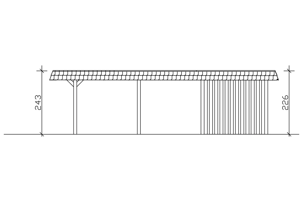 SKAN HOLZ Carport Wendland mit Abstellraum 362 x 870 cm mit EPDM-Dach