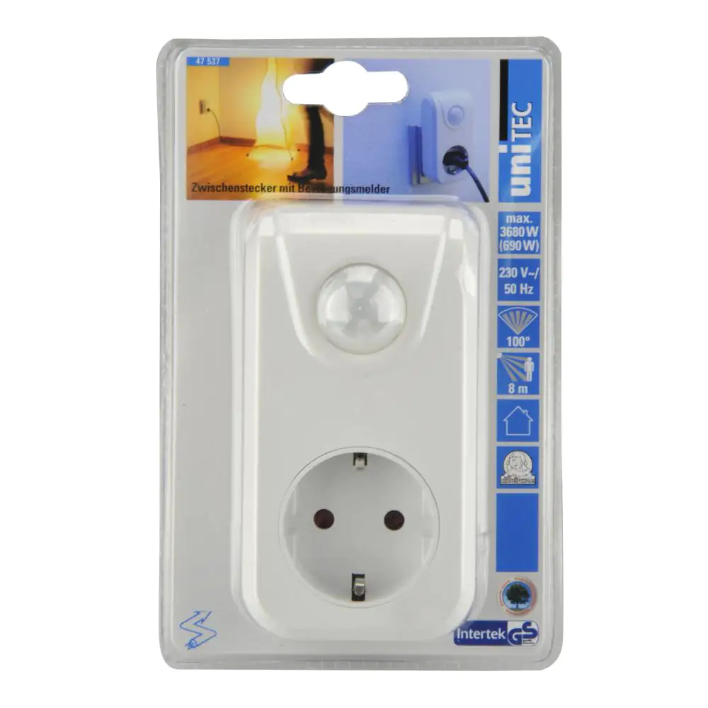 Zwischenstecker mit Bewegungsmelder weiß