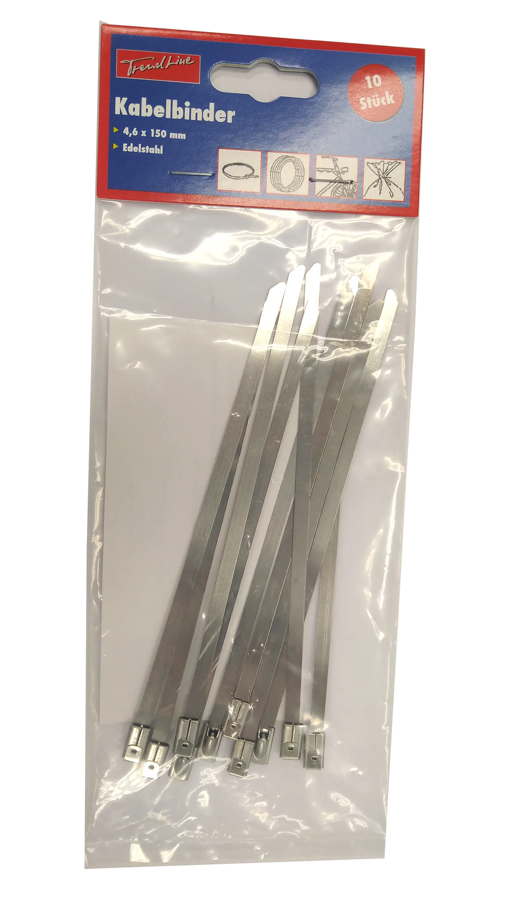 TrendLine Kabelbinder 4,6 x 150 mm, 10 Stück, Edelstahl