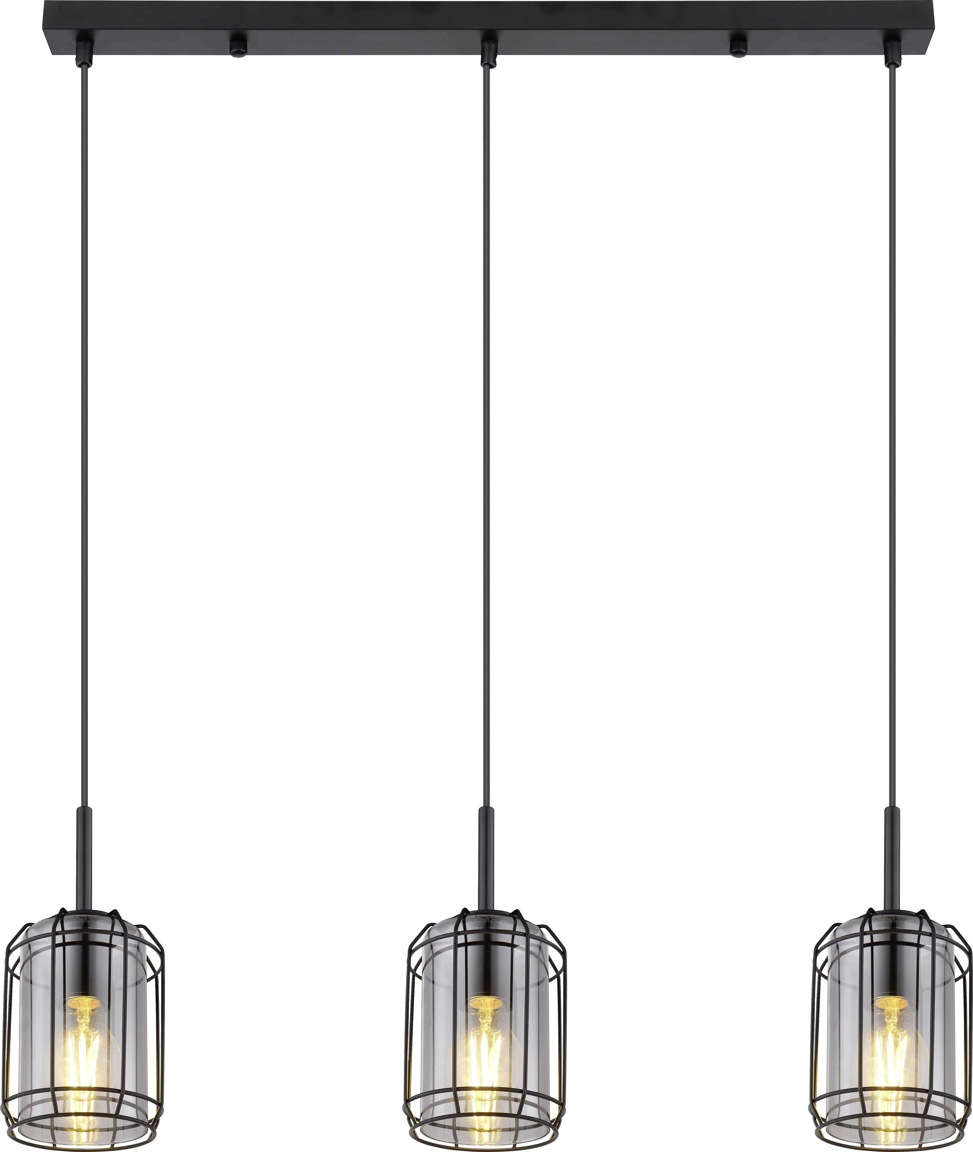 Globo 3er Hängeleuchte Kammi schwarz 77 x 13 cm 3 x E 27 max. 60 W dimmbar