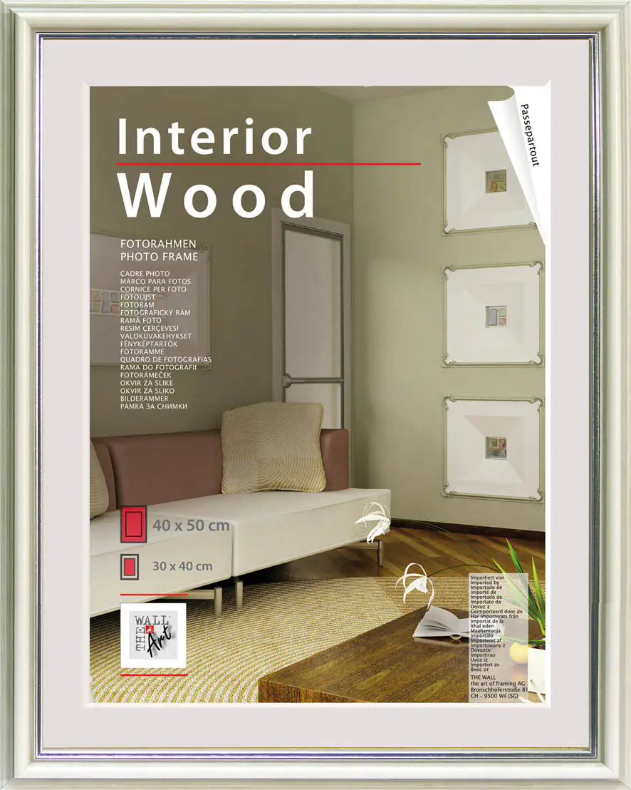 Holz Bilderahmen Lyon weiß-silber, 10 x 15 cm