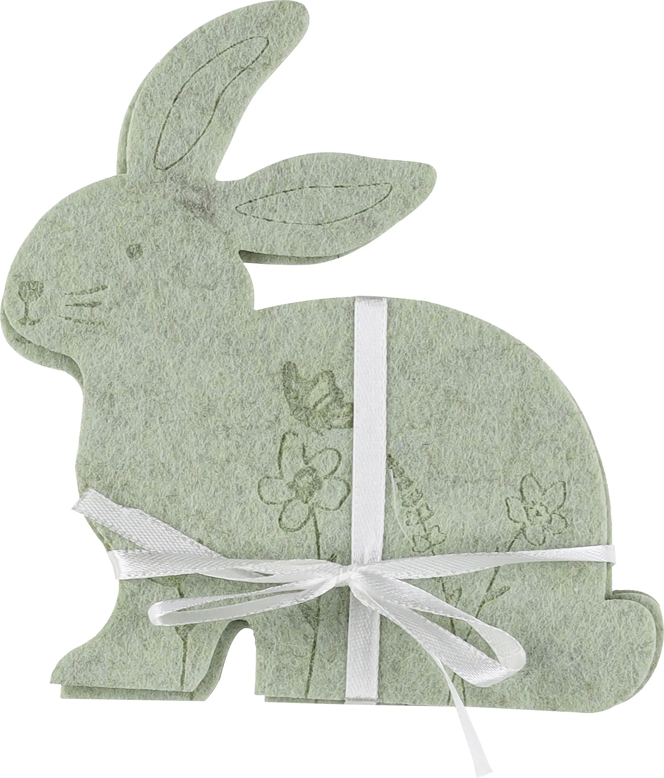 Deko-Untersetzer Tisch Hase aus Filz 12 x 13,5 cm hellgrün 3er Set