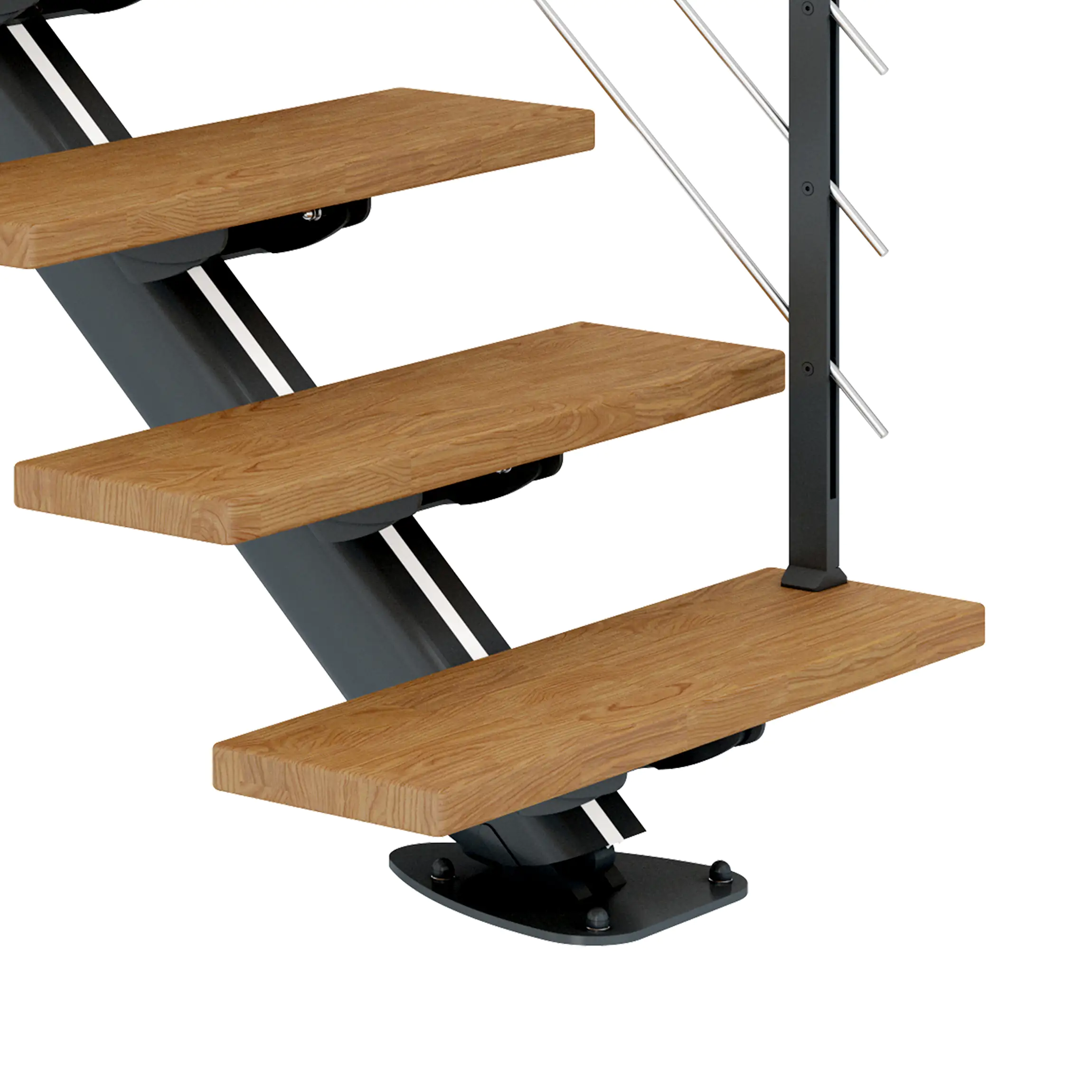 Dolle Mittelholmtreppe Sydney Eiche 75 cm 11 Stufen gerade mit Geländer anthrazit