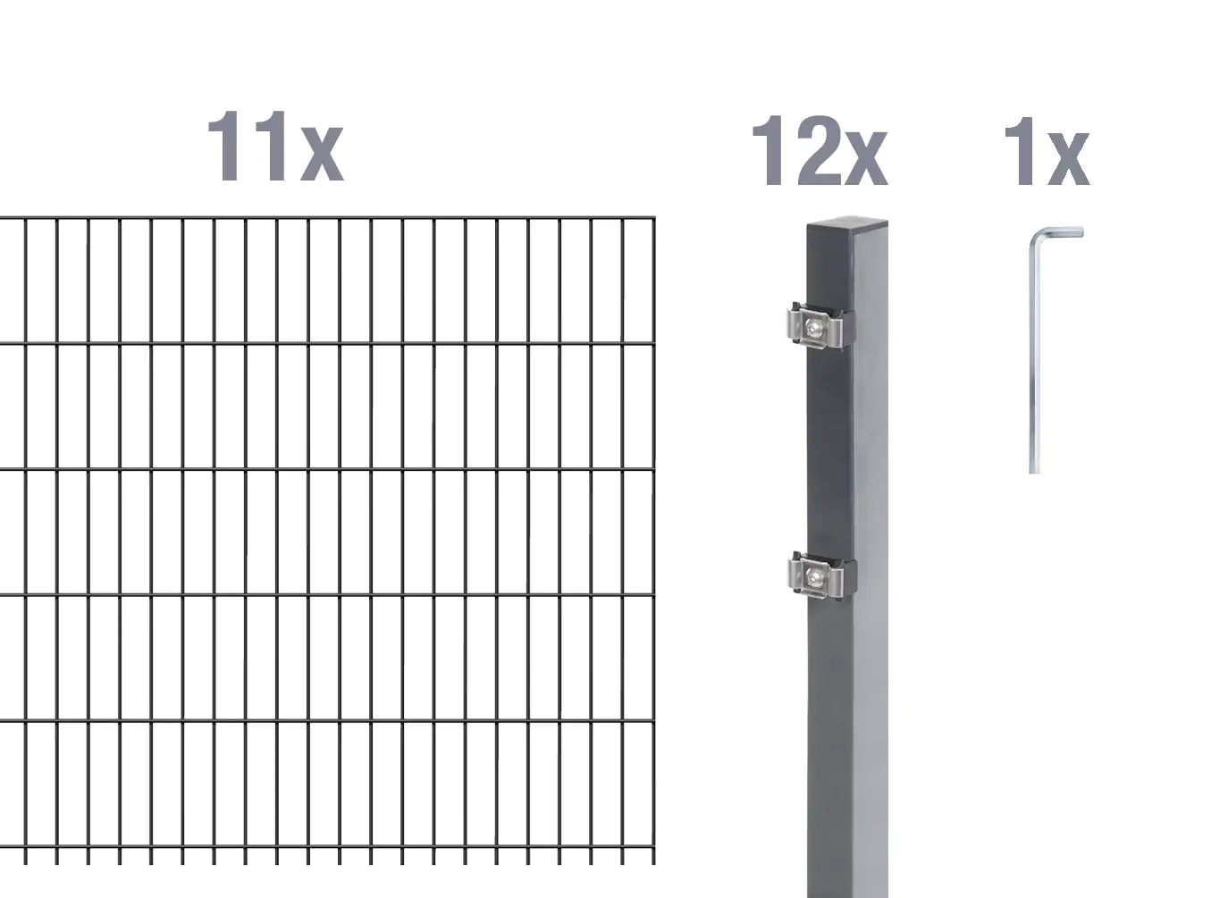 Alberts Doppelstabmatten-Grundset 22 m 200 x 120 cm 6/5/6 anthrazit Alberts Doppelstabmatten-Grundset 22 m 200 x 120 cm 6/5/6 anthrazit