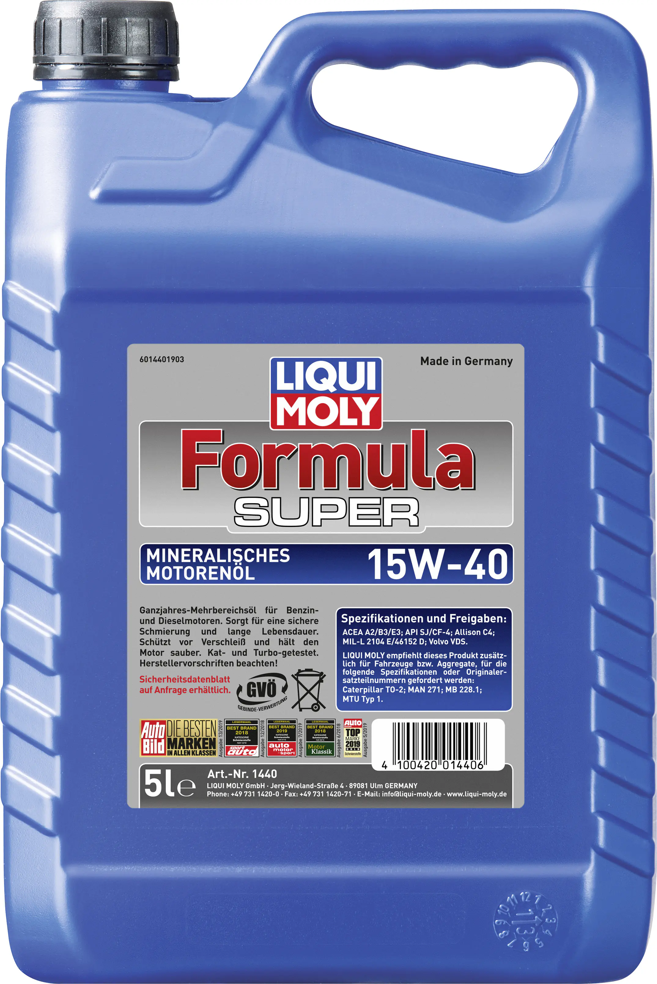 Liqui Moly Motoröl Formula Super 15W-40 Ganzjahresöl 5 L