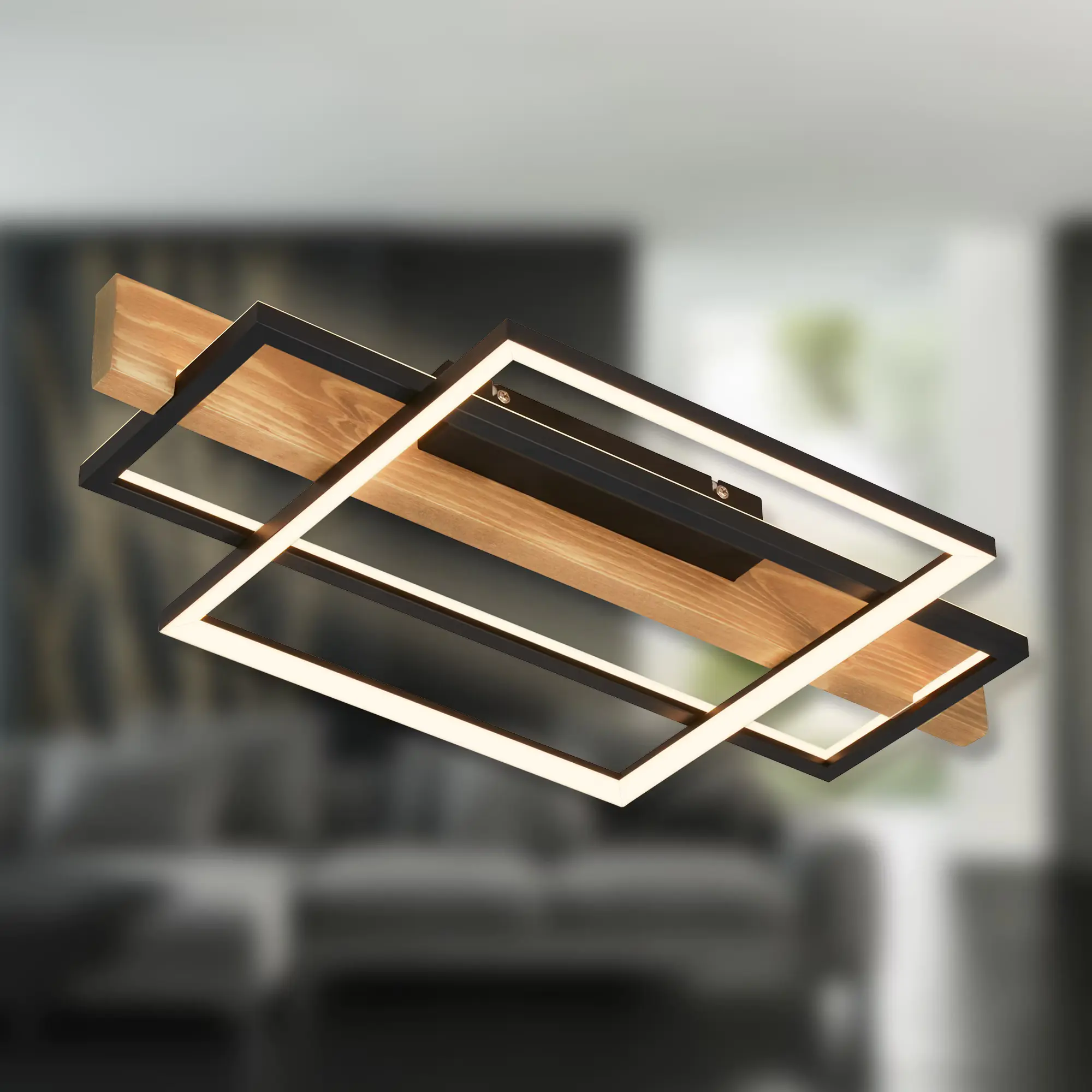 Briloner LED-Deckenleuchte CADRE schwarz Holz 32W Briloner LED-Deckenleuchte CADRE schwarz Holz 32W