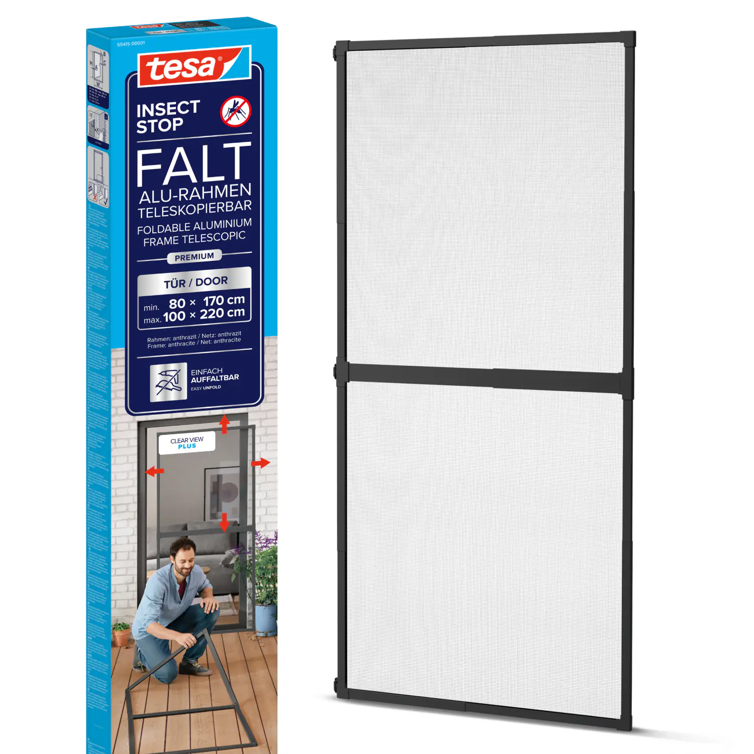 tesa Fliegenschutz-Tür FALT 100 x 220 cm anthrazit/anthrazit kürzbar