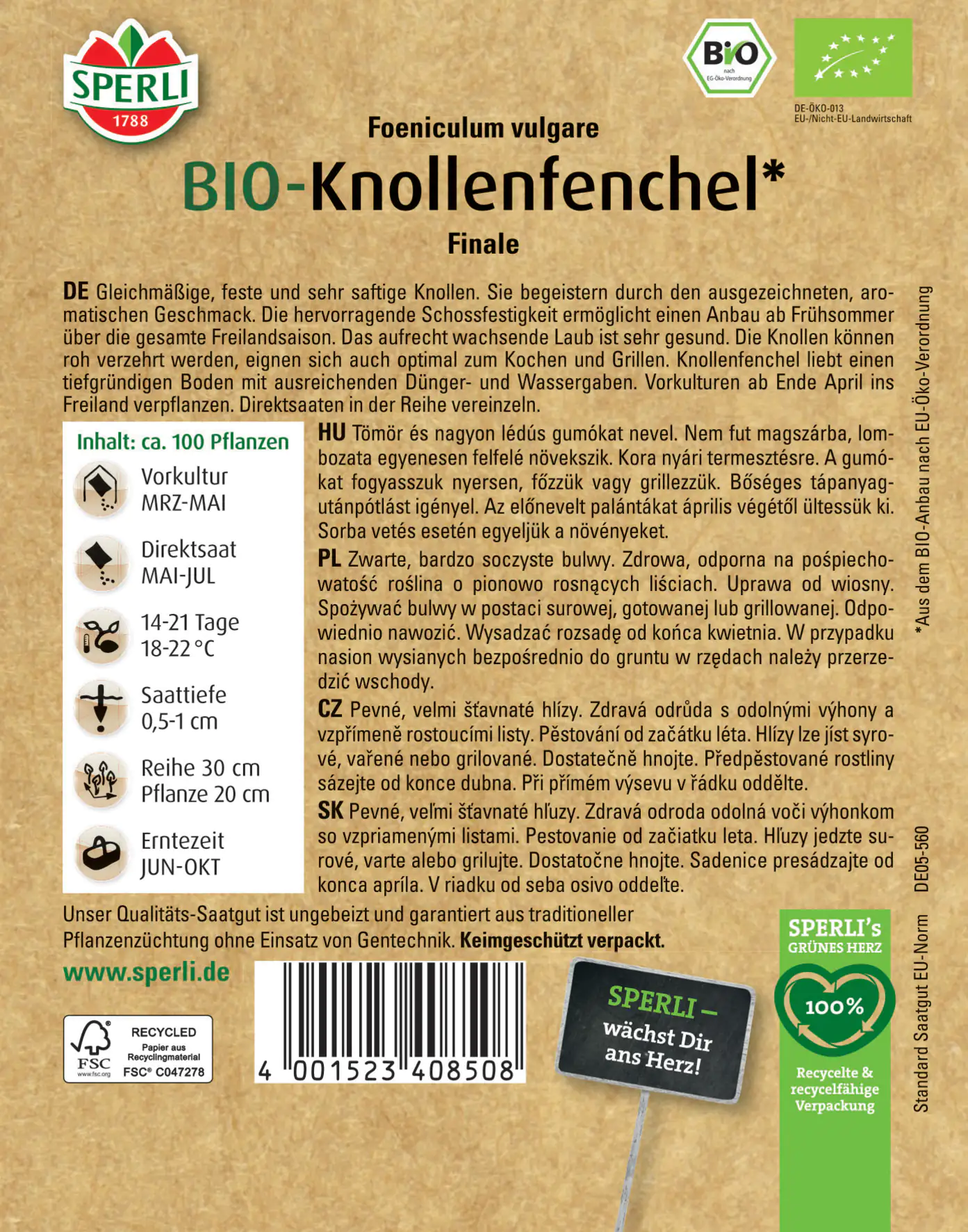 Sperli BIO Knollenfenchel