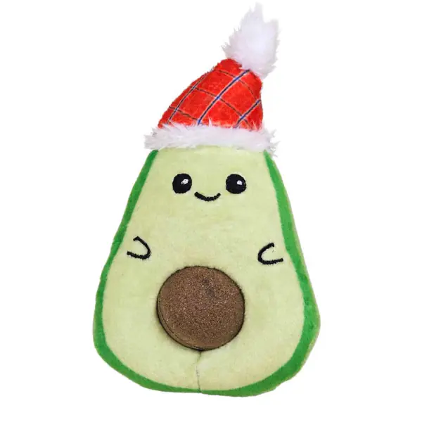 Nobby Hundespielzeug Xmas Plüsch Avocado mit Catnip Ball 13 cm grün