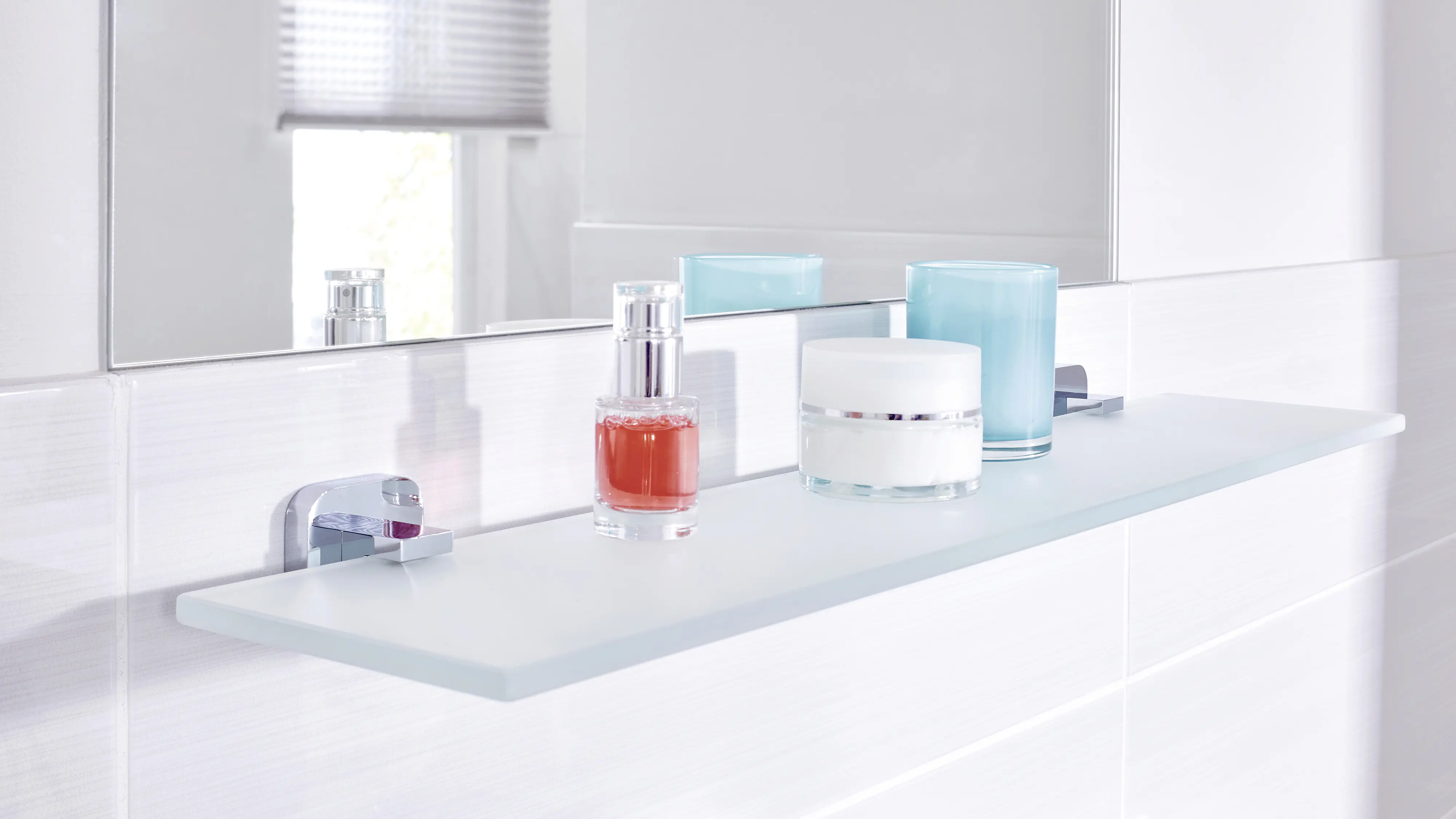 tesa Glasablage Elegaant Metall und Milchglas, chrom, rostfrei