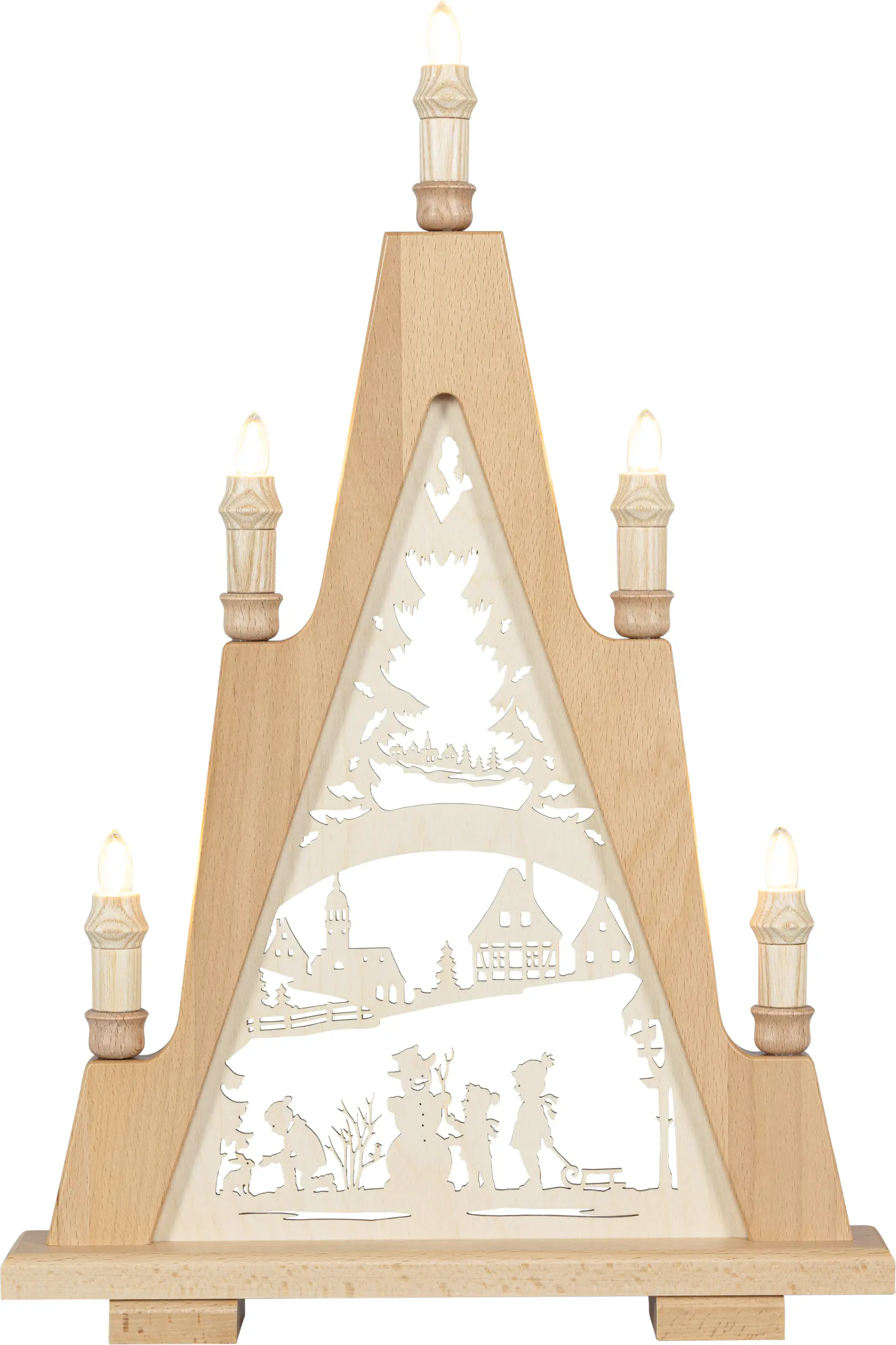 Saico Lichterspitze Winterfreuden 5-flammig 35 x 51.5 cm warmweiß natur