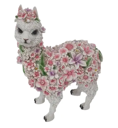 Dekofigur Blumenalpaka weiss 28 x 12 x 23 cm