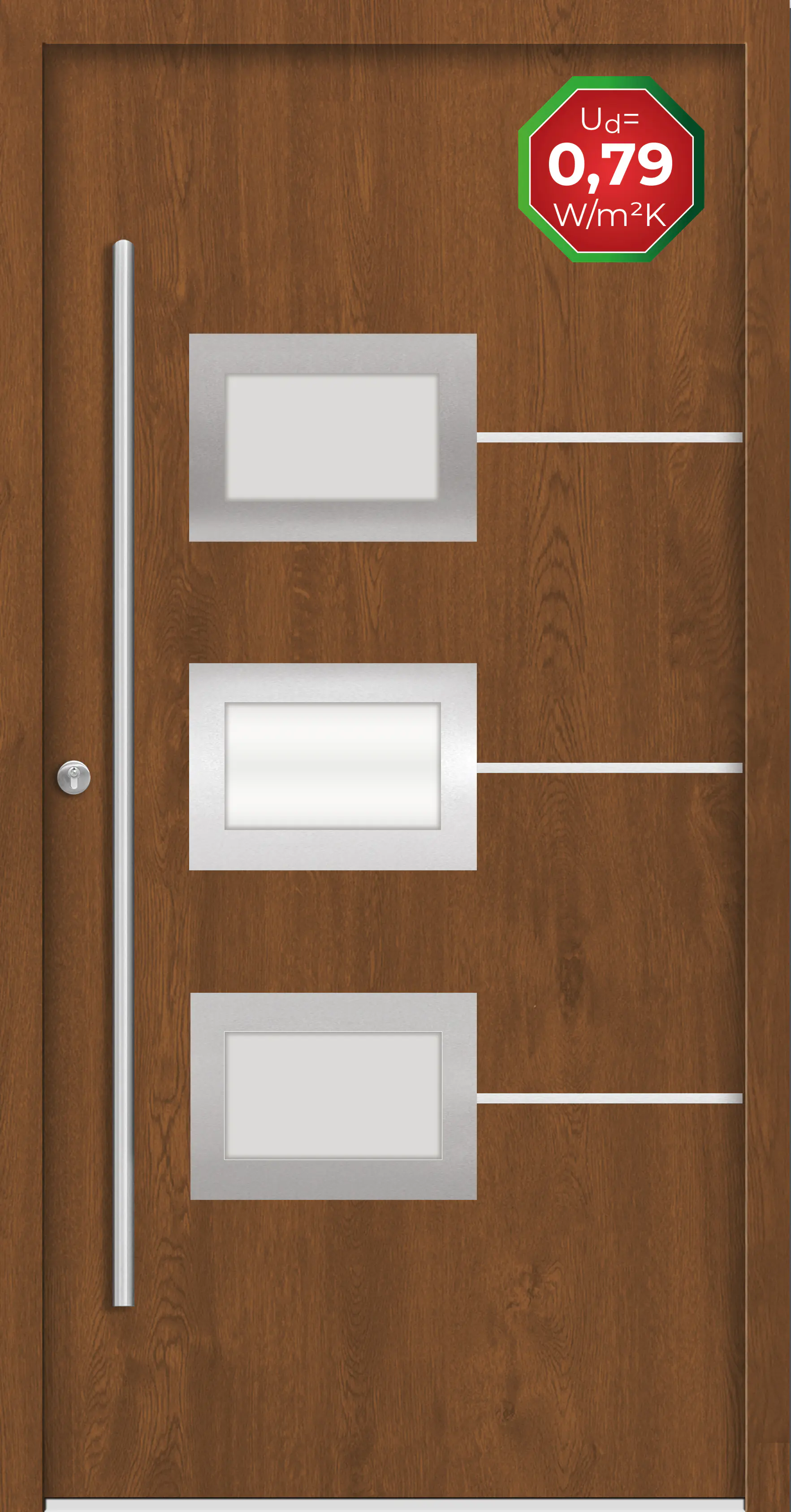 Splendoor Haustür Passivedoor Premium B03 Golden Oak DIN Links 100 x 210 cm