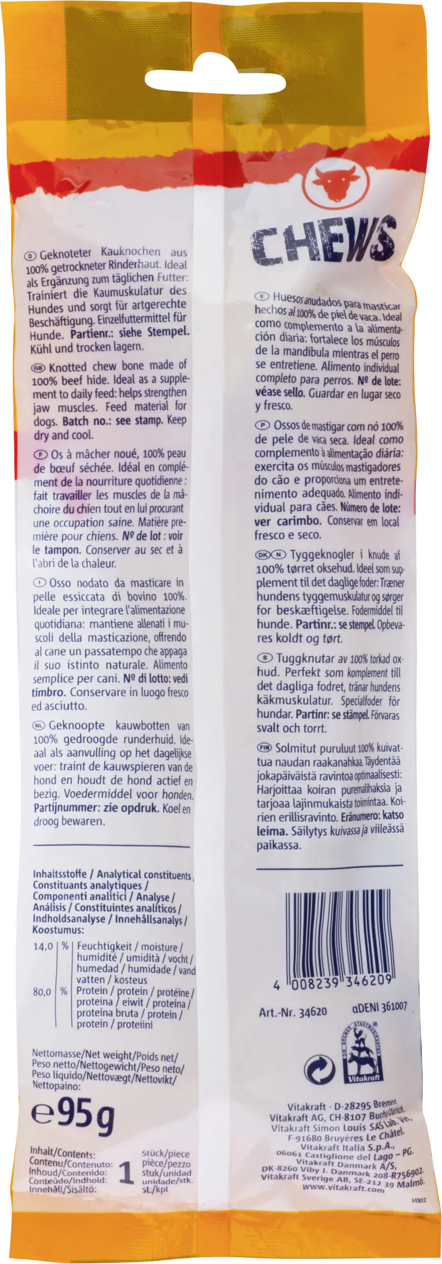 Vitakraft Chews Kaustangen geknotet 21 cm 1 Stück / 95 g Vitakraft Chews Kaustangen geknotet 21 cm 1 Stück / 95 g