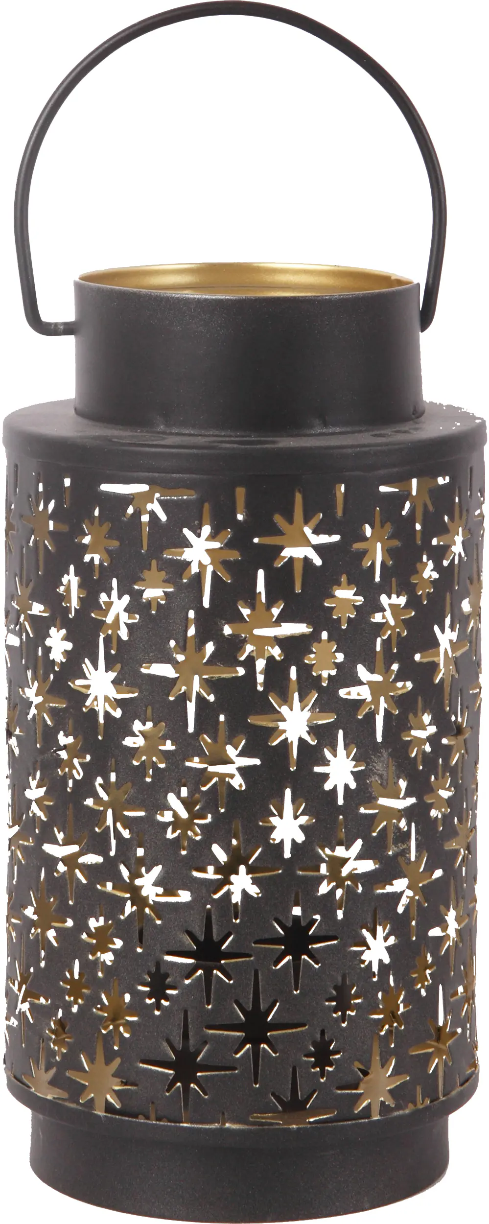 Windlicht Sterne Metall Ø 9 x 17 cm schwarz gold Windlicht Sterne Metall Ø 9 x 17 cm schwarz gold