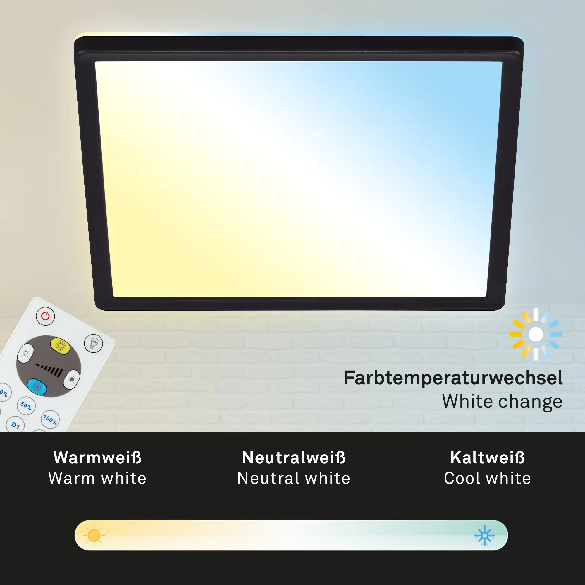 Briloner LED Panel Slim 29,3 cm, schwarz, ultraflach CCT Briloner LED Panel Slim 29,3 cm, schwarz, ultraflach CCT