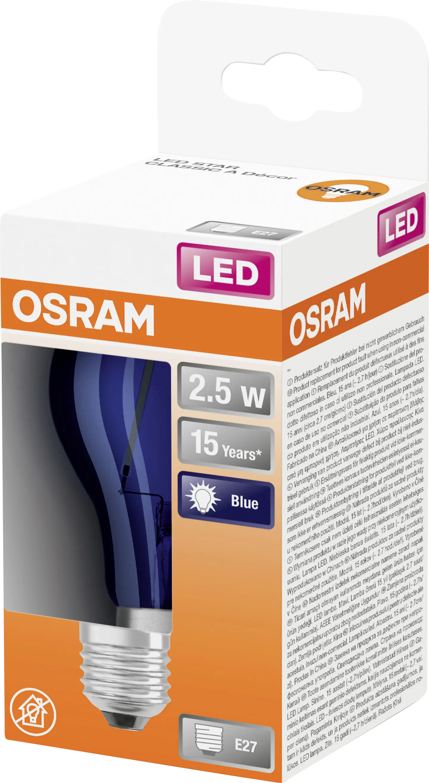 Osram LED Leuchtmittel Star Classic A 15 Decor E27 2,5W warmweiß, klar