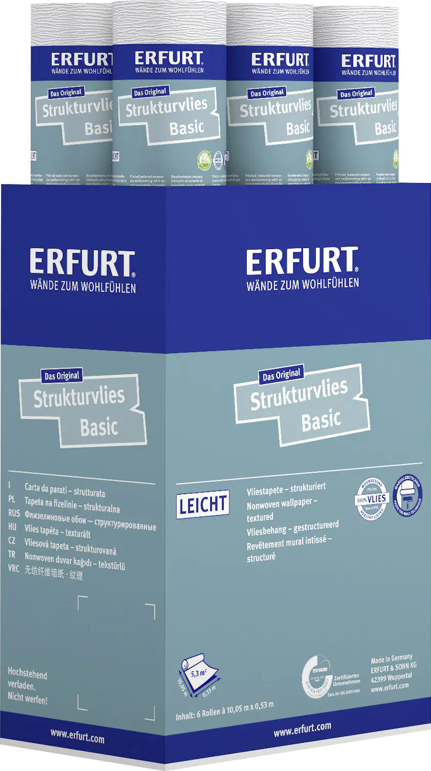 Erfurt Vliestapete Basic 401 weiß 10,05 x 0,53 m Erfurt Vliestapete Basic 401 weiß 10,05 x 0,53 m