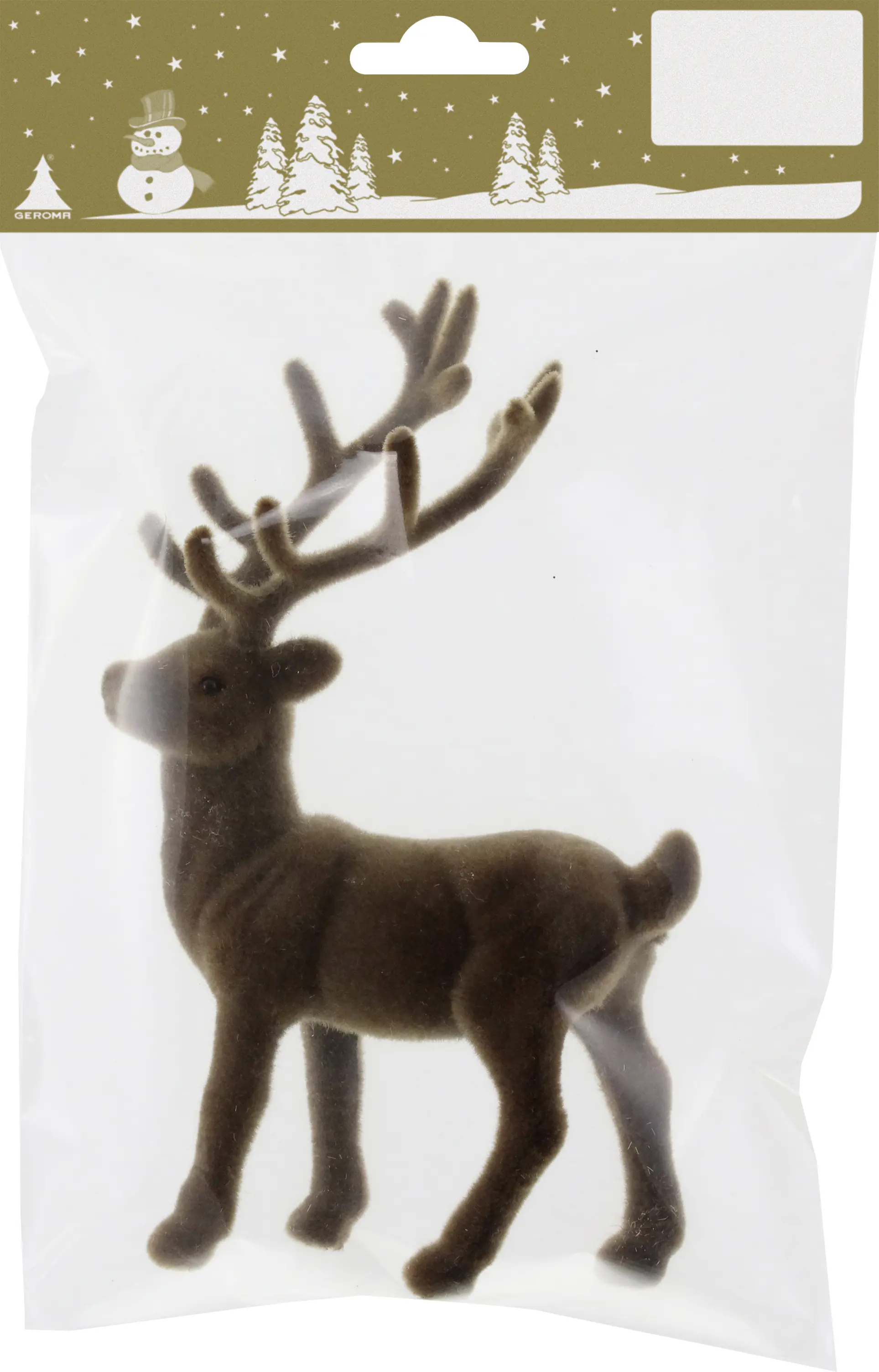 Dekofigur Hirsch aus Kunststoff beflockt 17 cm braun