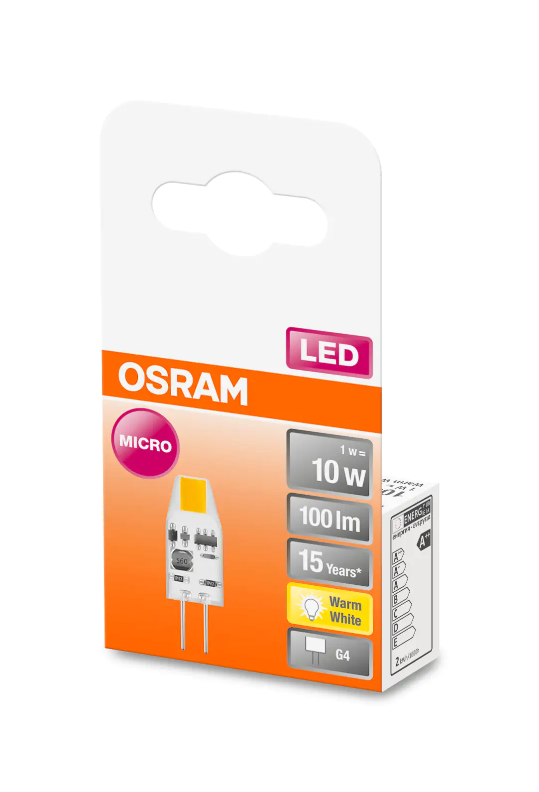 Osram LED Stiftsockelleuchte Micro 12V G4 1W warmweiß, klar