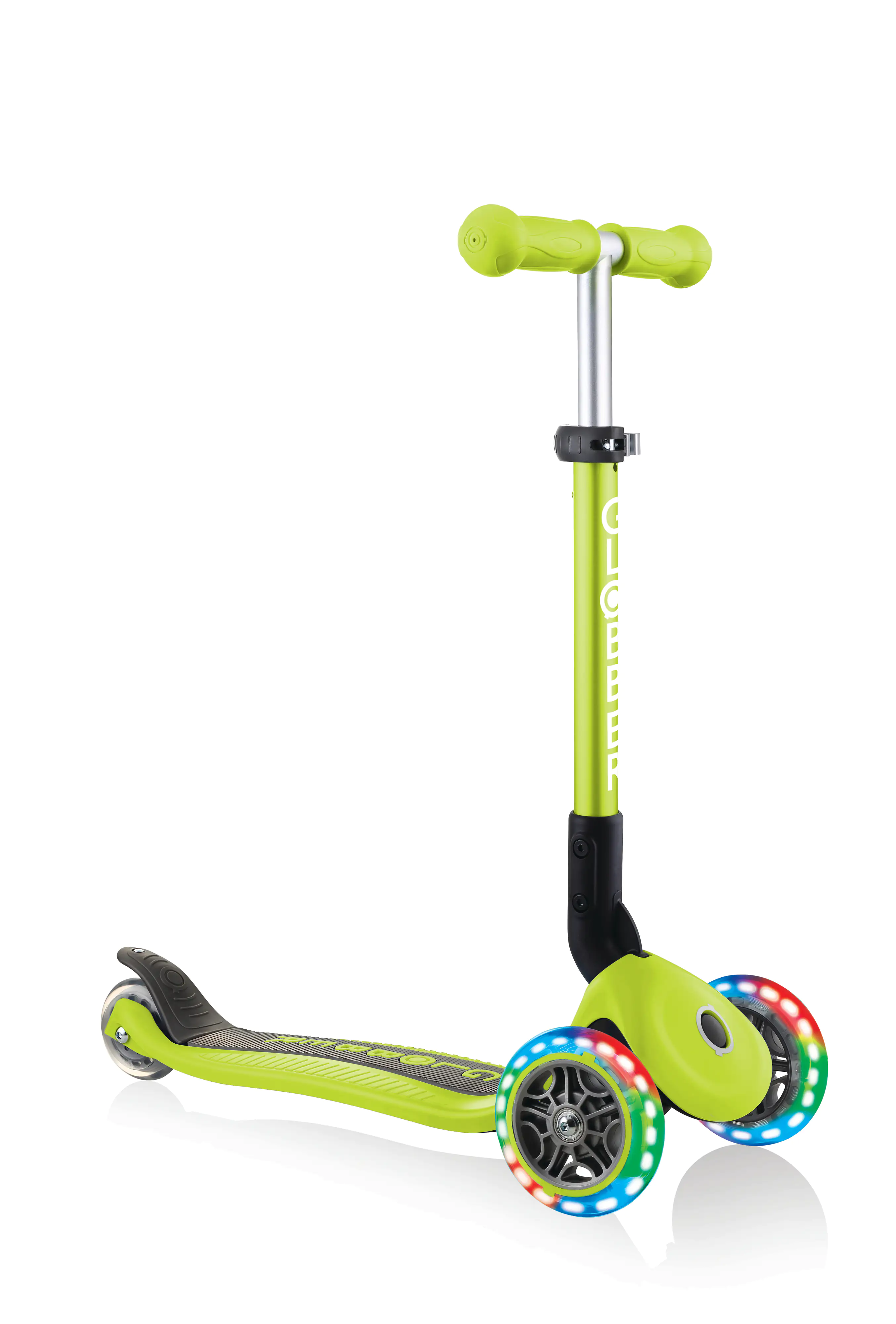 Globber Scooter Junior Foldable Lights limegrün mit Leuchtrollen