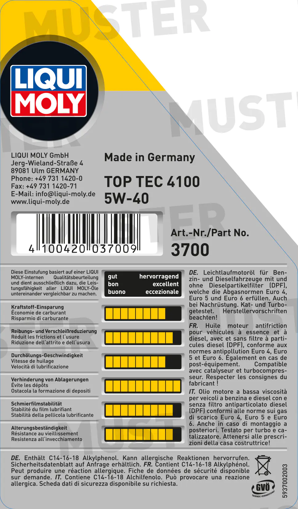 Liqui Moly Motoröl Top Tec 4100 SAE 5W-40 1 L
