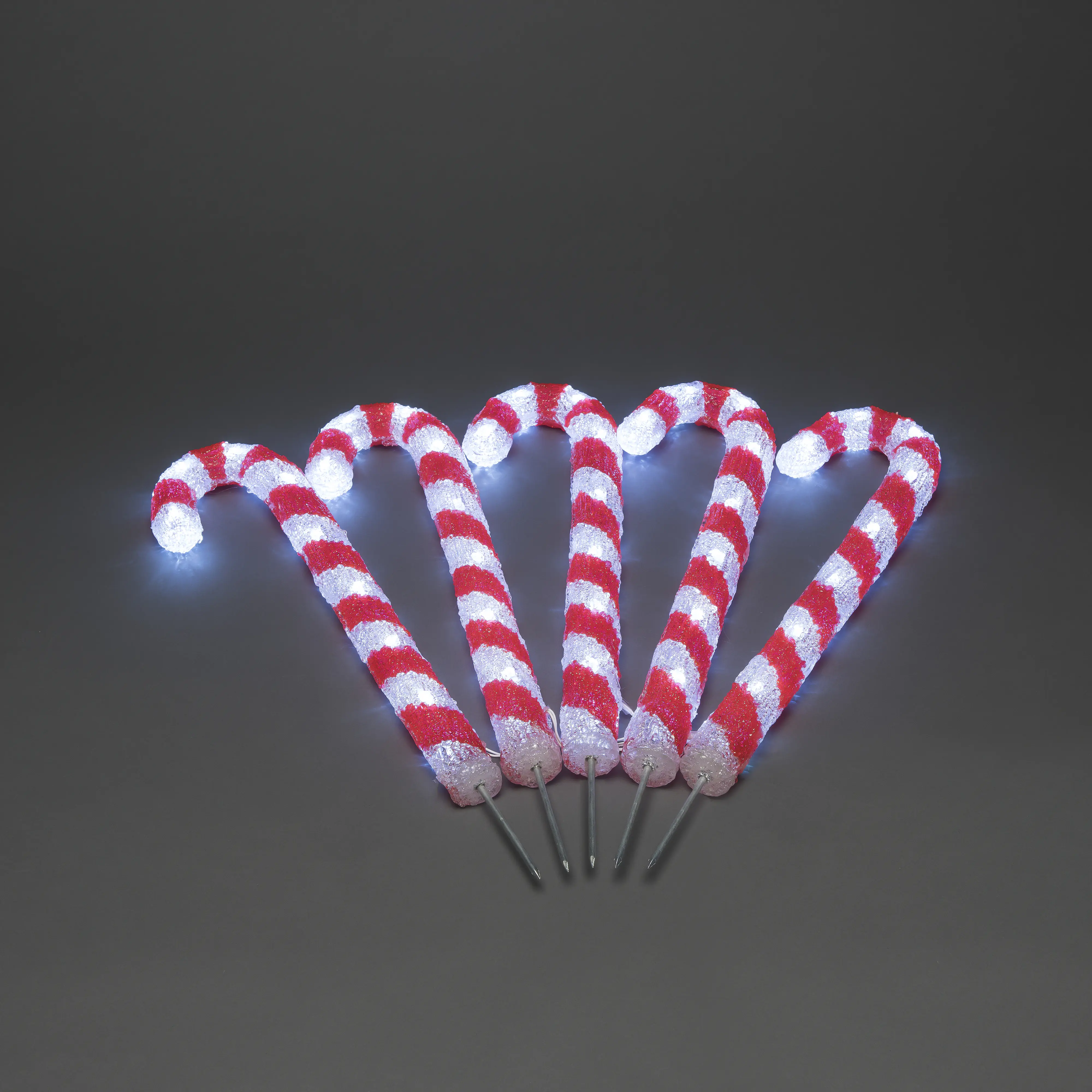 Konstsmide LED Weihnachtsdeko Zuckerstangen 80 Dioden 5er Set kaltweiß