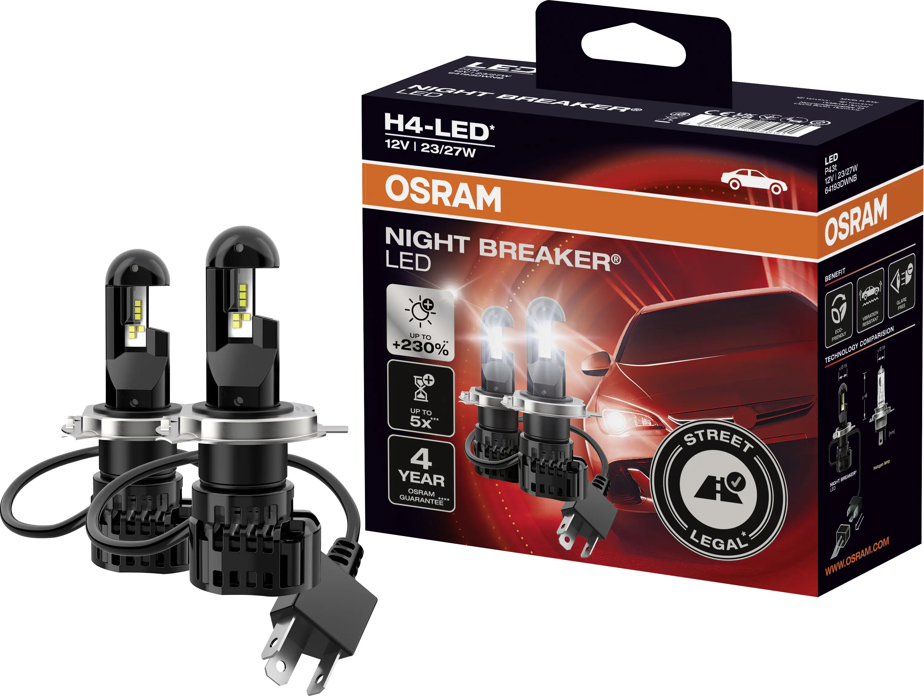 Osram Scheinwerferlampe H4 Night Breaker LED 2 Stück