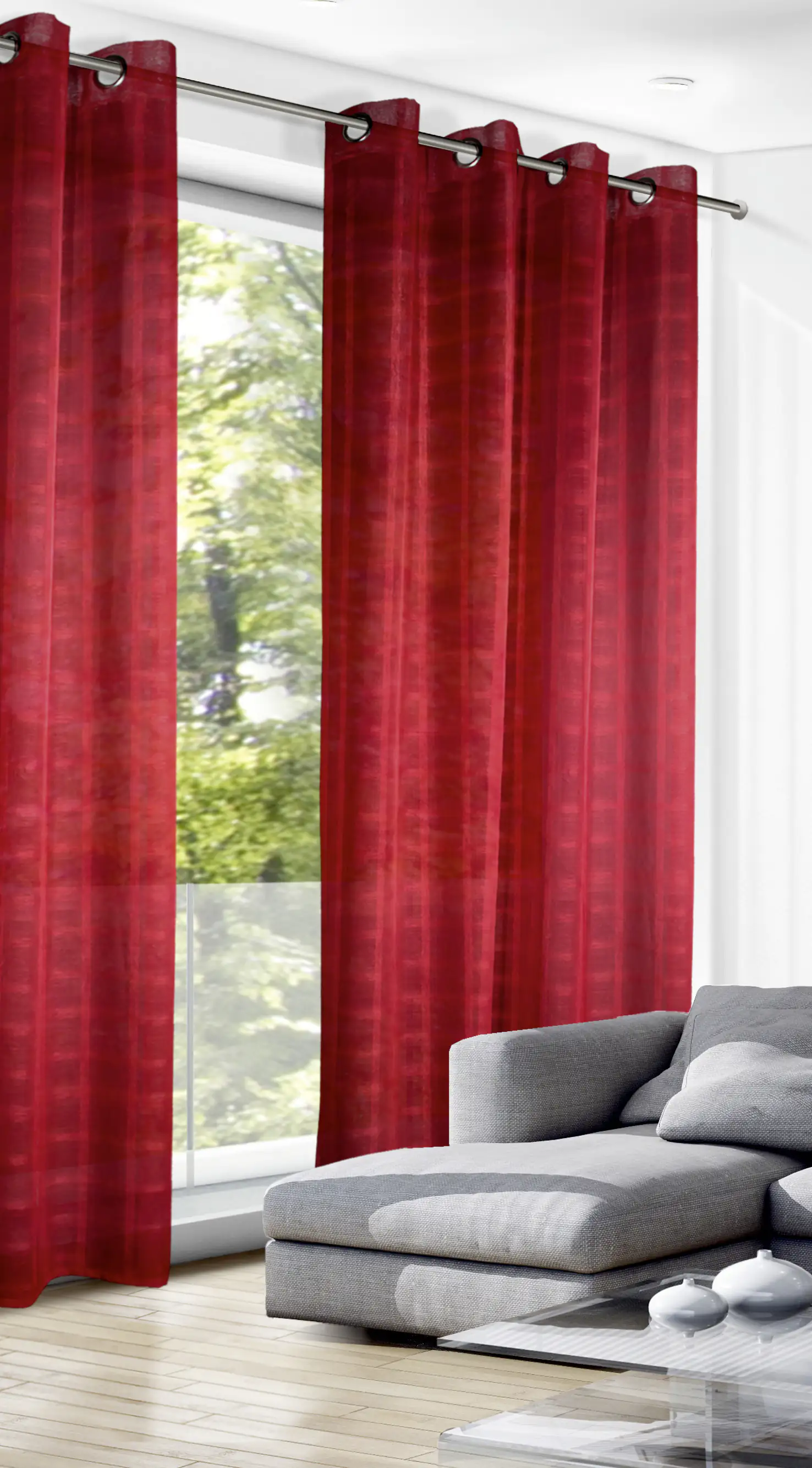 Neusser Collection Ösenschal Karo rot, 140 x 245 cm