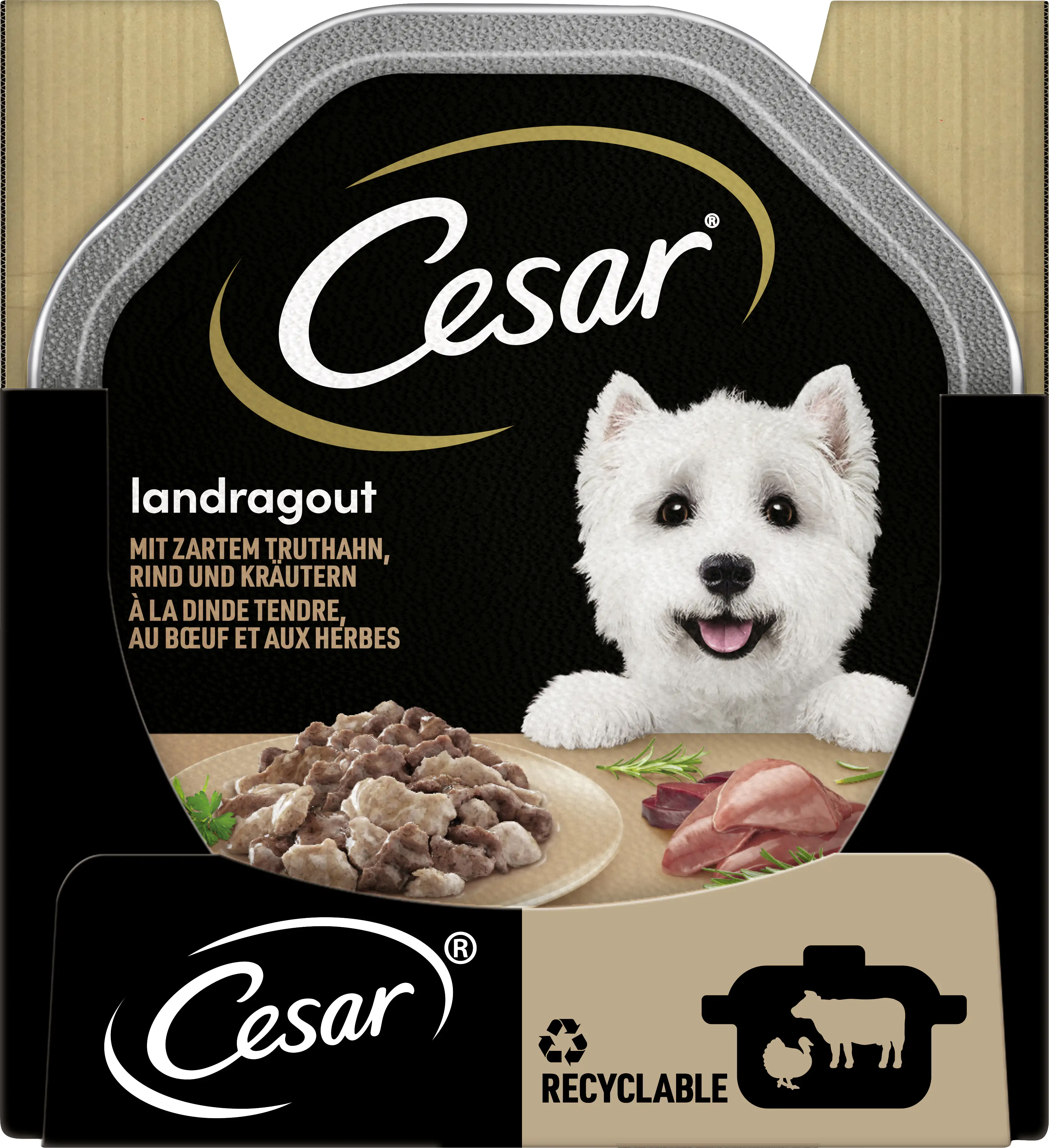 Cesar Landragout Adult mit Truthahn, Rind und Kräutern 150 g