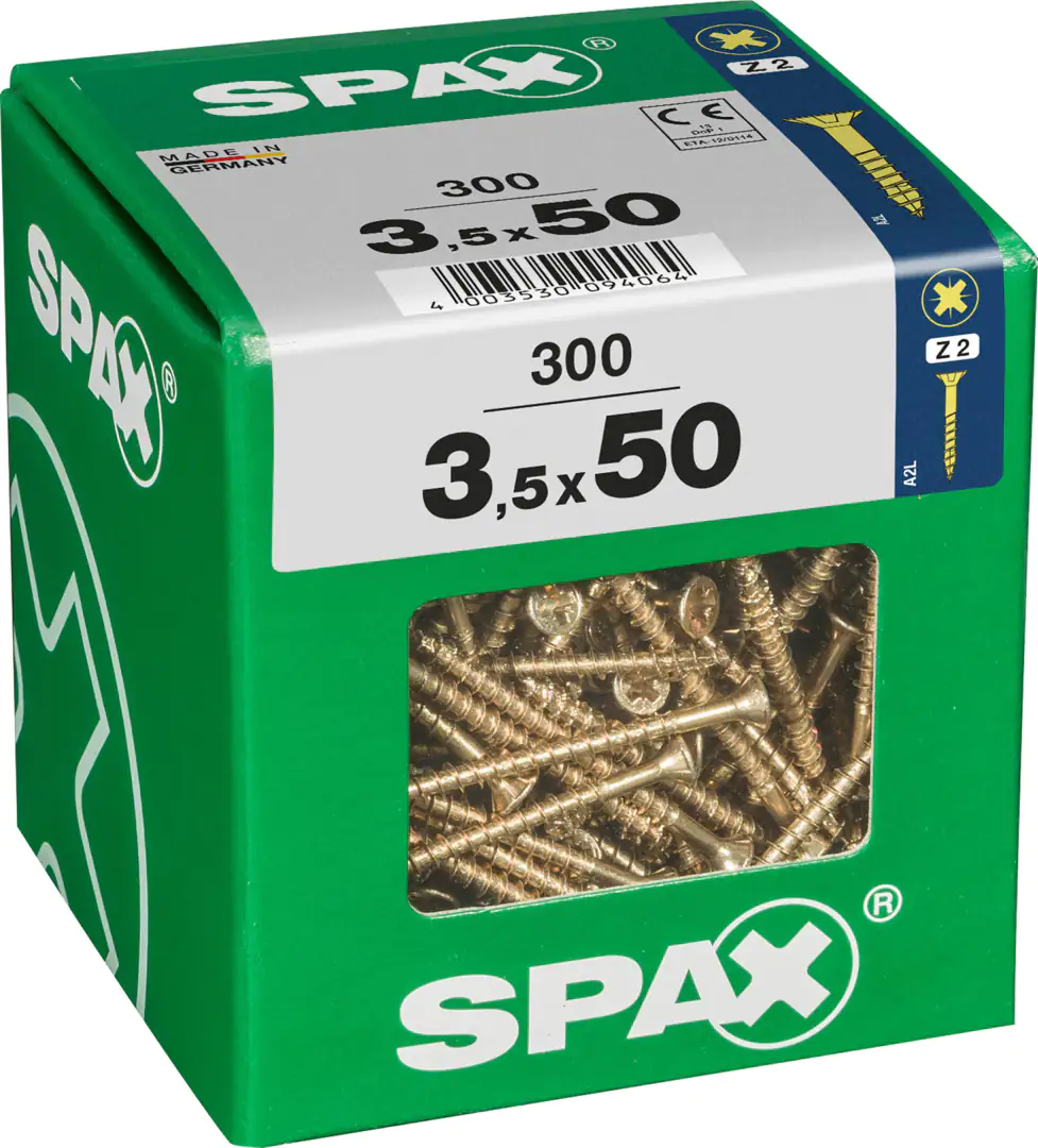 Spax Universalschrauben 3.5 x 50 mm PZ 2 - 300 Stk. Spax Universalschrauben 3.5 x 50 mm PZ 2 - 300 Stk.