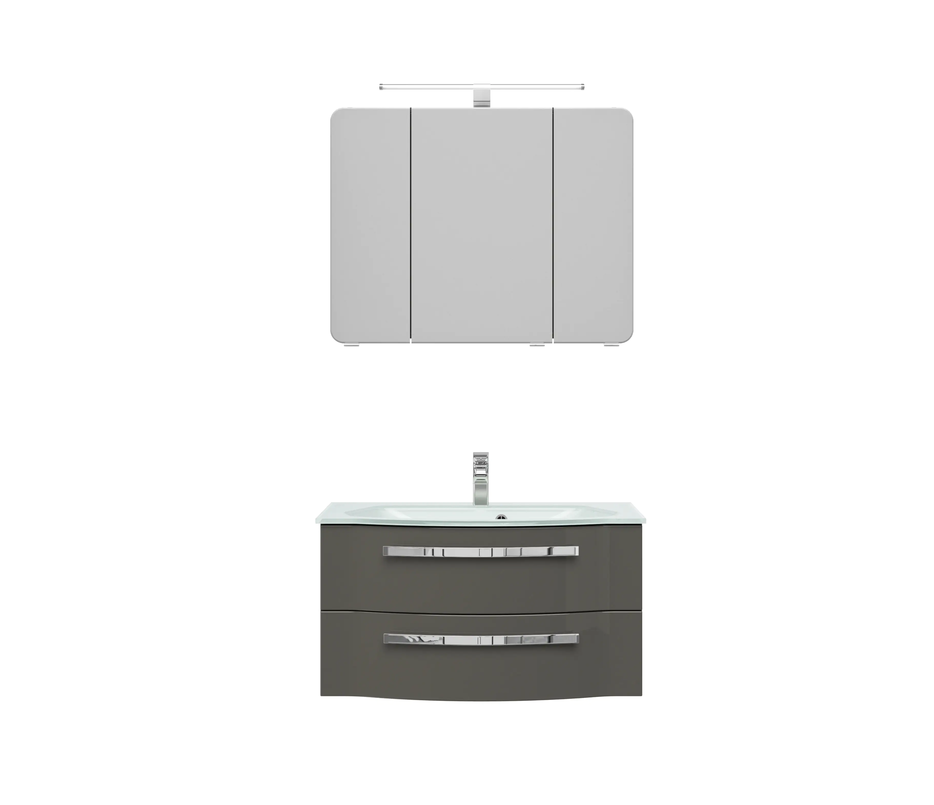 4017026103024_1 Pelipal Badblock Fokus 4005 Lack steingrau Hochglanz, Breite 92 cm