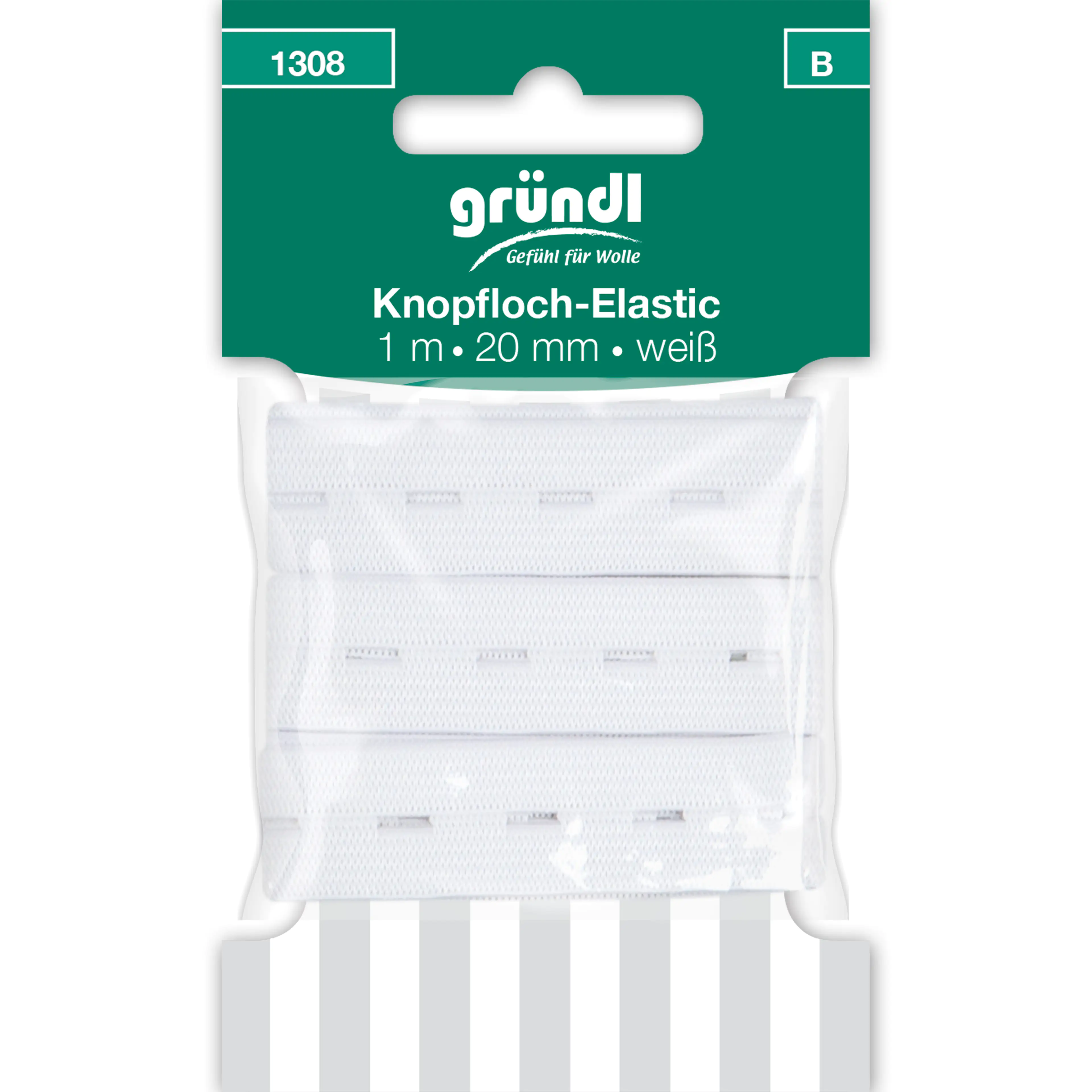 Gründl Knopfloch-Elastic 20 mm x 1 m weiß