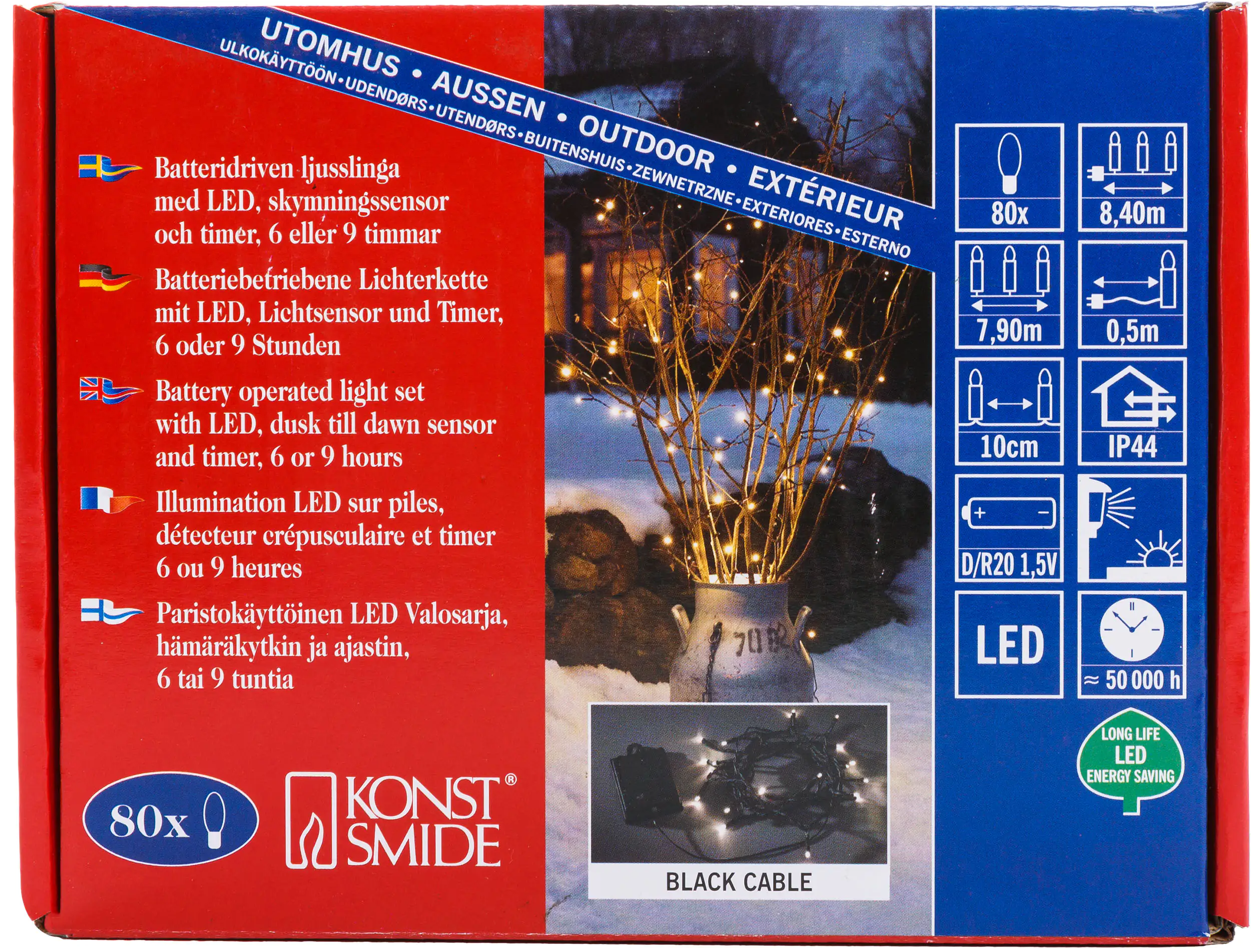 7318303728105_01 Konstsmide LED Lichterkette 80 LED 80 LED, warmweiß