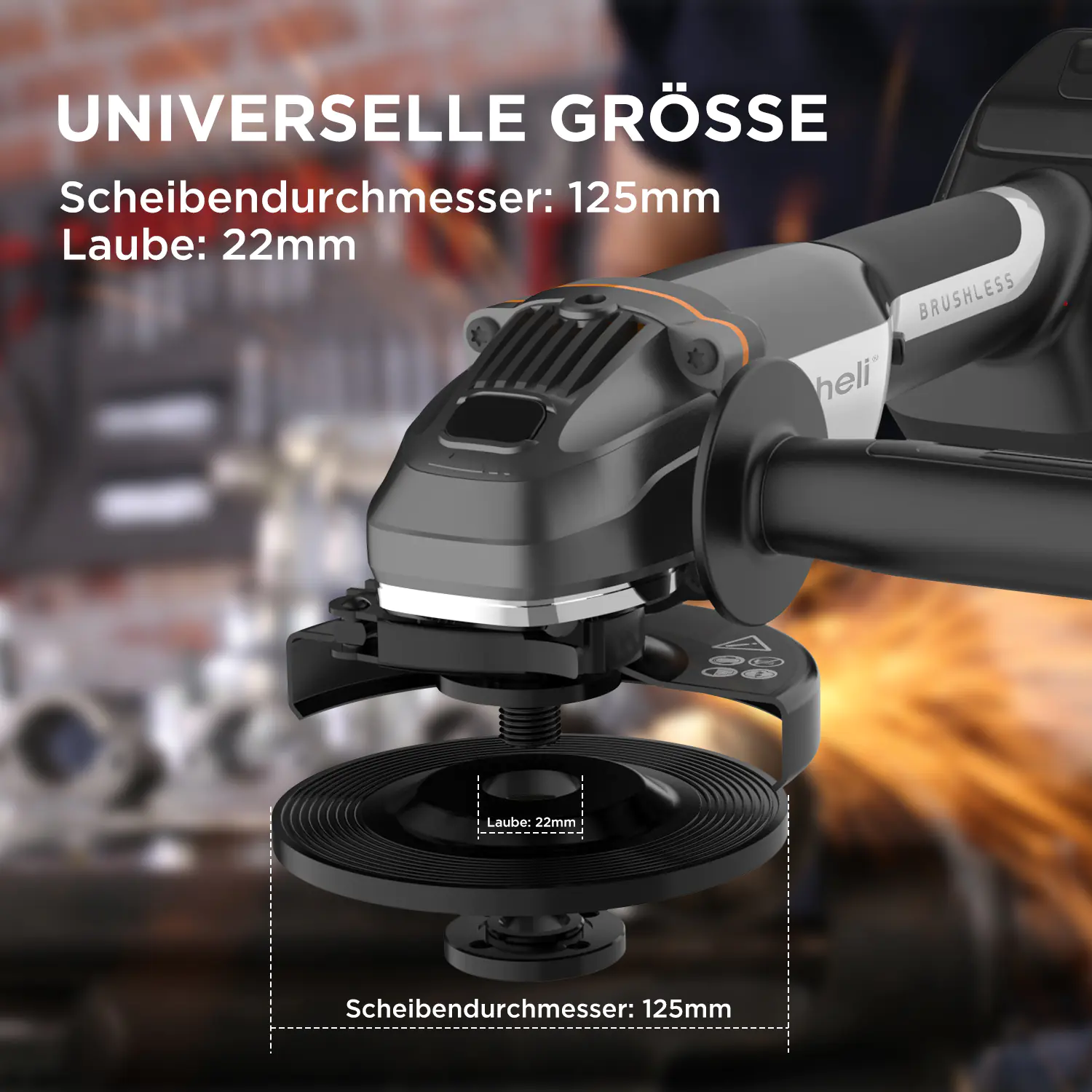 Litheli Akku-Winkelschleifer 20 V inkl. Akku 4 Ah