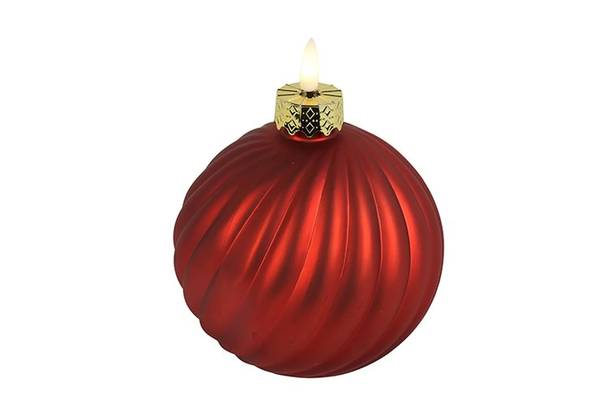 Flamingo LED-Dekokugel Weihnachten mit Timer Glas Ø 12,5 x 15,5 cm warmweiß rot