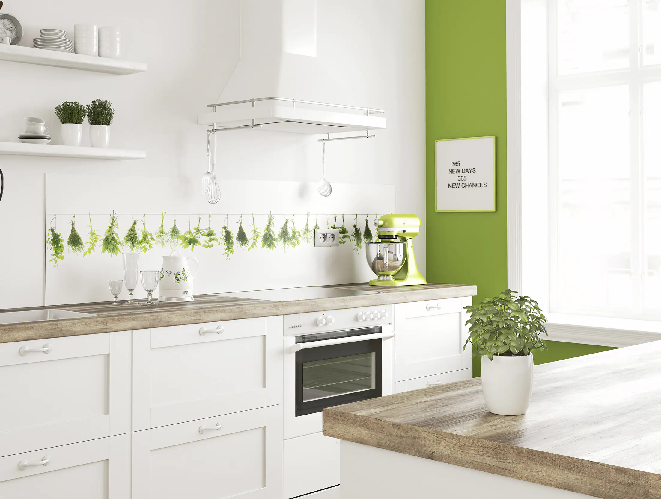 Küchenrückwand WandArt easy 200 x 58,5 cm, 3 mm, herbs line