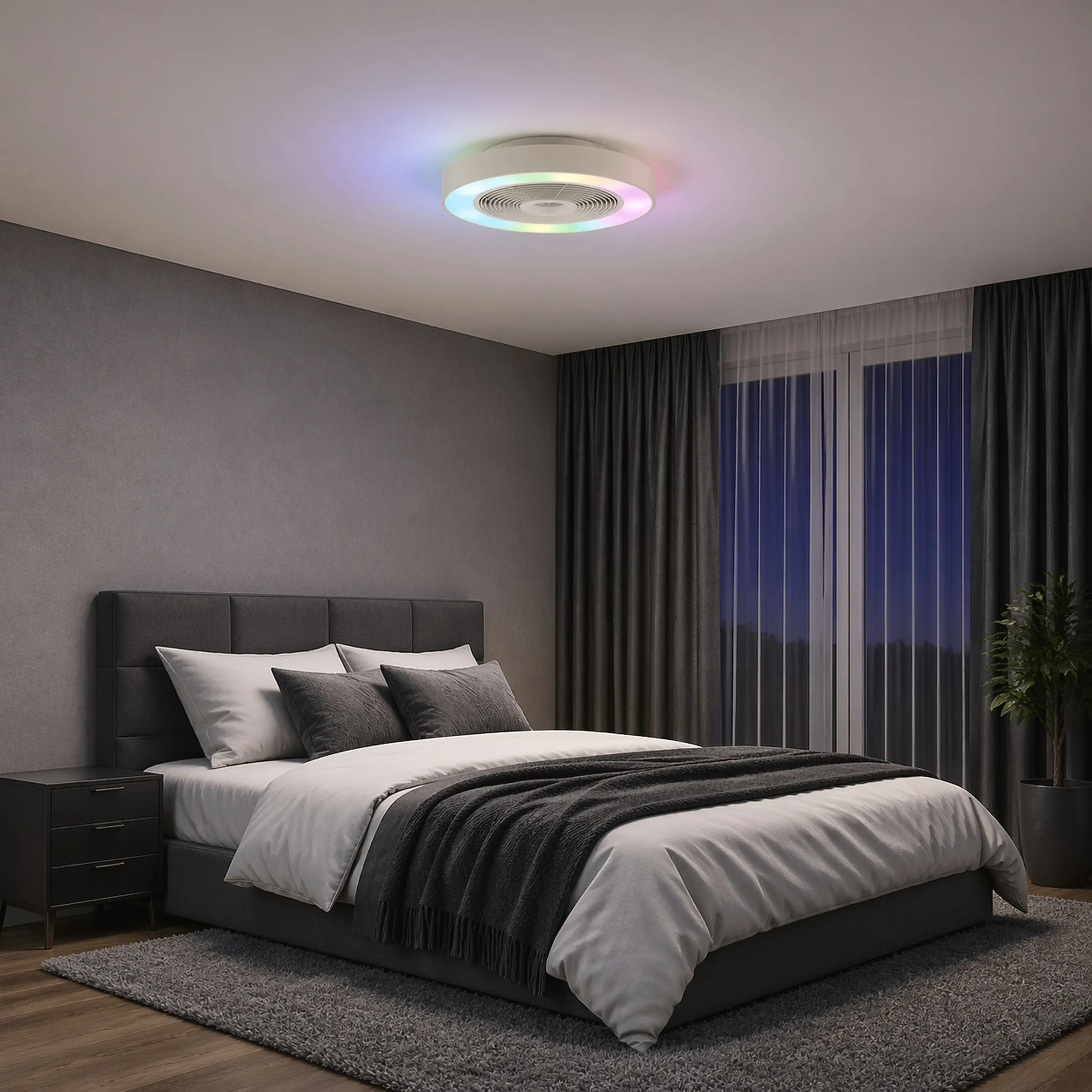 Briliant LED Deckenleuchte Catania mit Ventilator Ø 48,6 cm 40W beige RGB