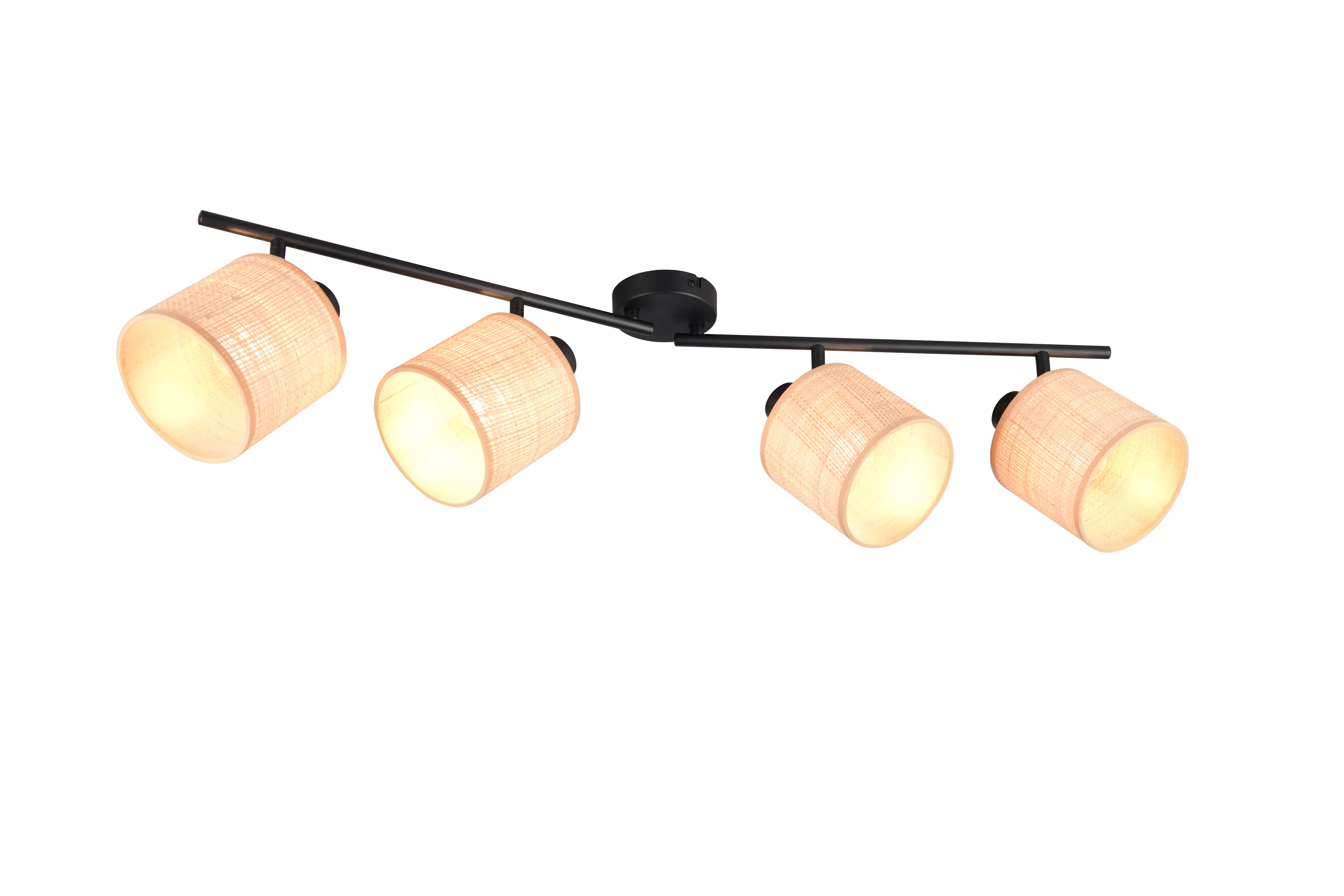 Trio LED-Deckenlampe 4er Spot Aimee 87,5 cm schwarz matt/natur