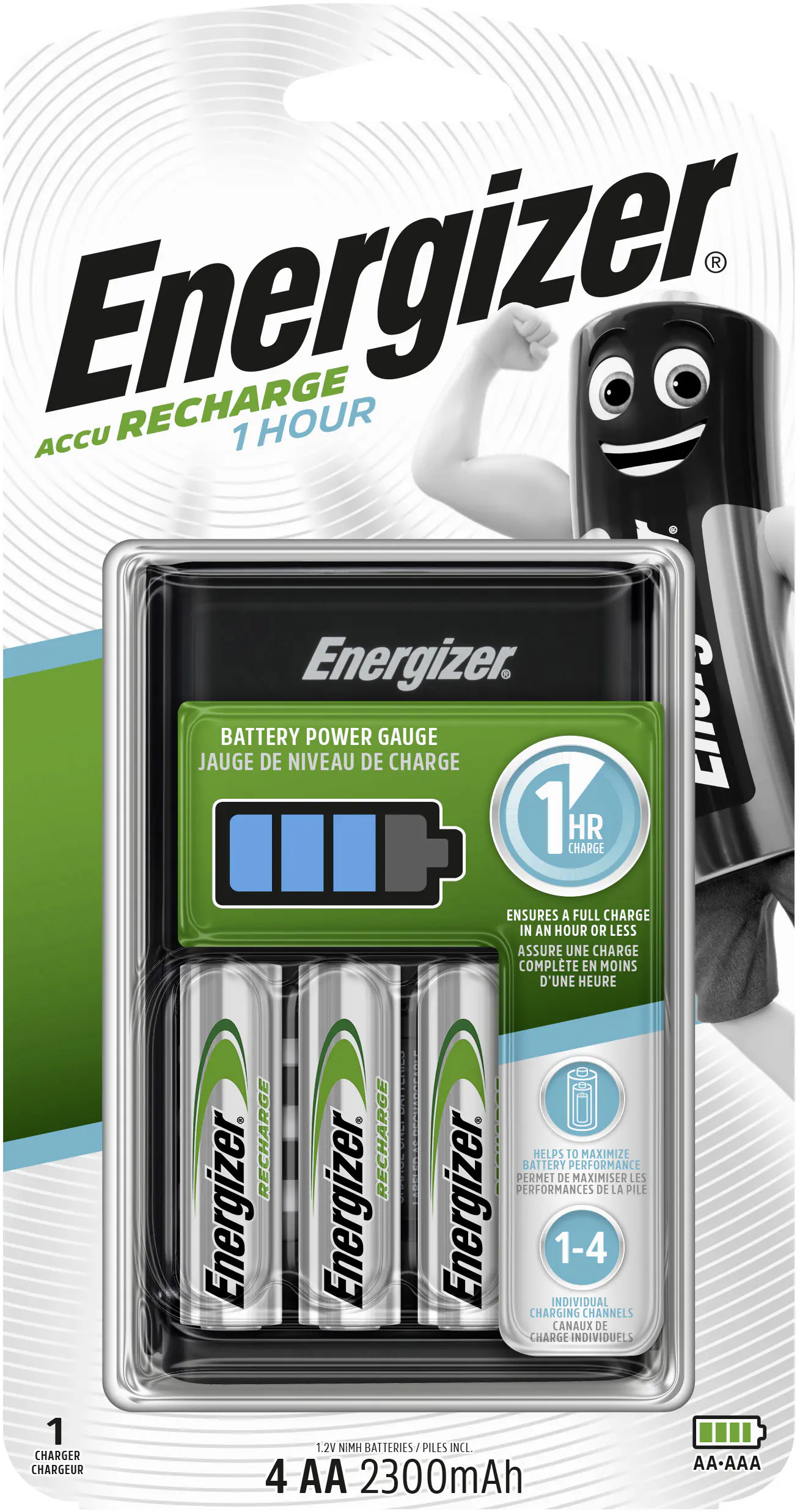 Energizer Ladegerät 1 HR Charger CH1HR3 inkl. 4-AA Mignon