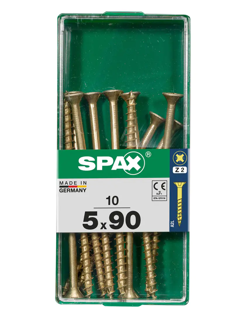 Spax Universalschrauben 5.0 x 90 mm PZ 2 - 10 Stk. Spax Universalschrauben 5.0 x 90 mm PZ 2 - 10 Stk.