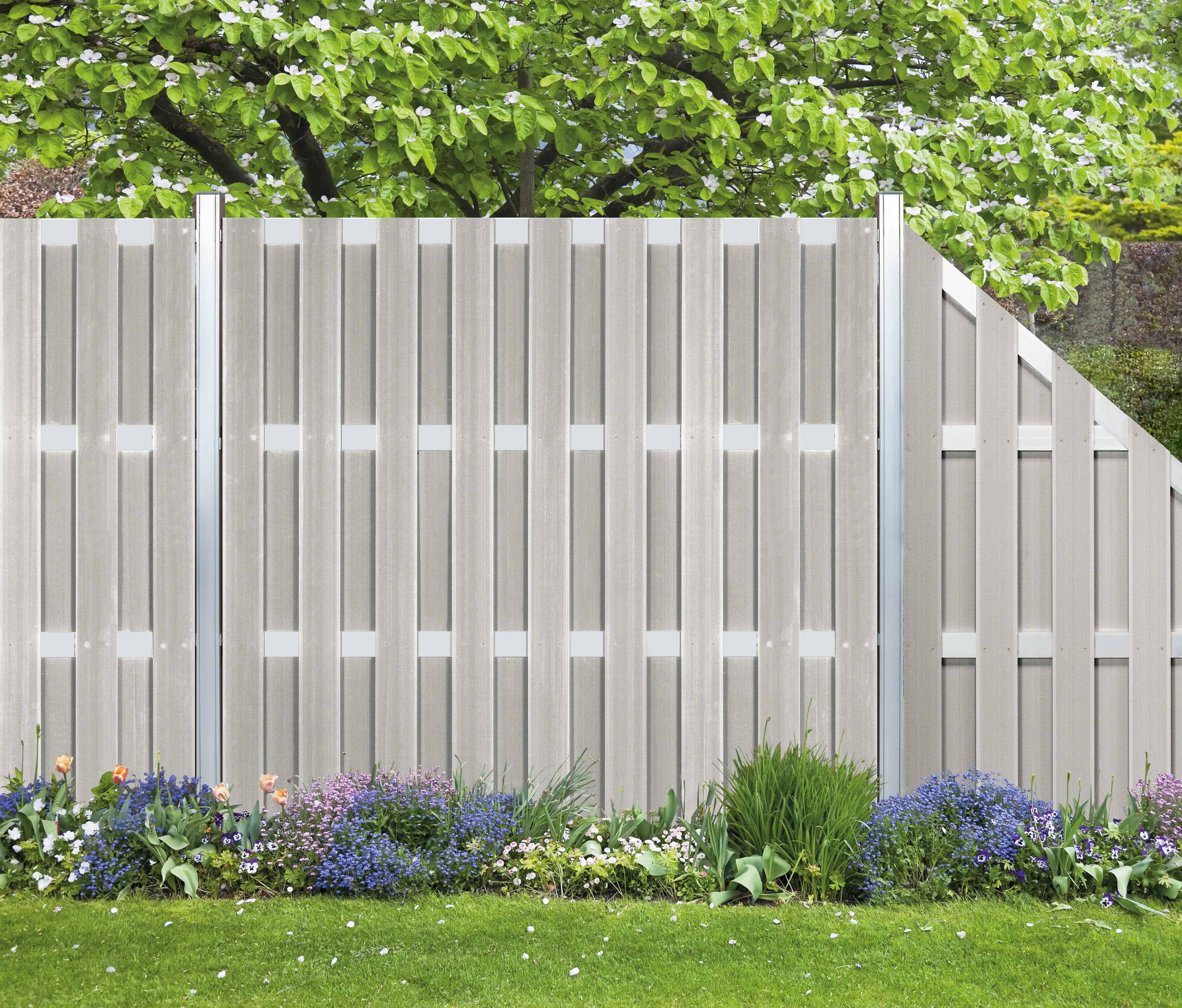 elephant WPC-Sichtschutzzaun Grace Line Schrägelement grau 90 x 180 cm