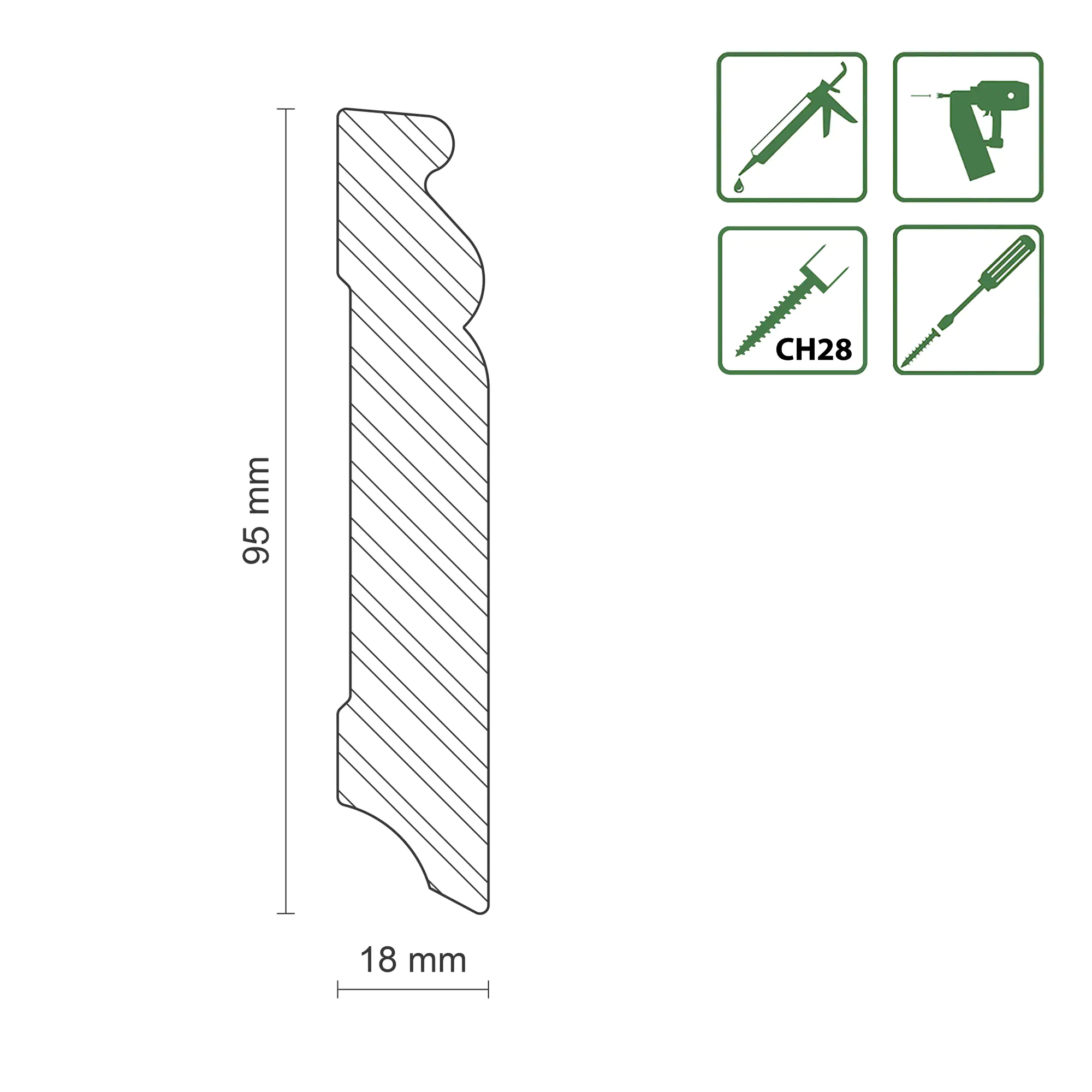 FN Neuhofer Sockelleiste SF272/S0950 240 cm 95 x 18 mm Fichte/Kiefer FN Neuhofer Sockelleiste SF272/S0950 240 cm 95 x 18 mm Fichte/Kiefer