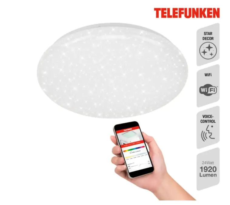 Telefunken LED Deckenleuchte Sternenhimmel Direkt Smart WiFi weiß Telefunken LED Deckenleuchte Sternenhimmel Direkt Smart WiFi weiß