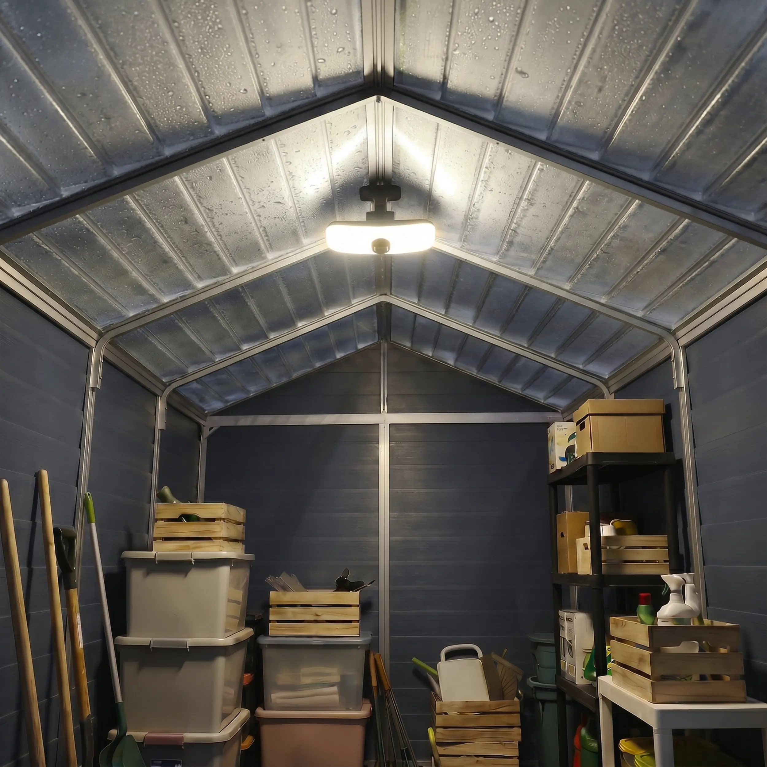 Canopia Gerätehaus Skylight 6x8 mit Solar LED Kit Midnight grau 185,4 x 229 cm