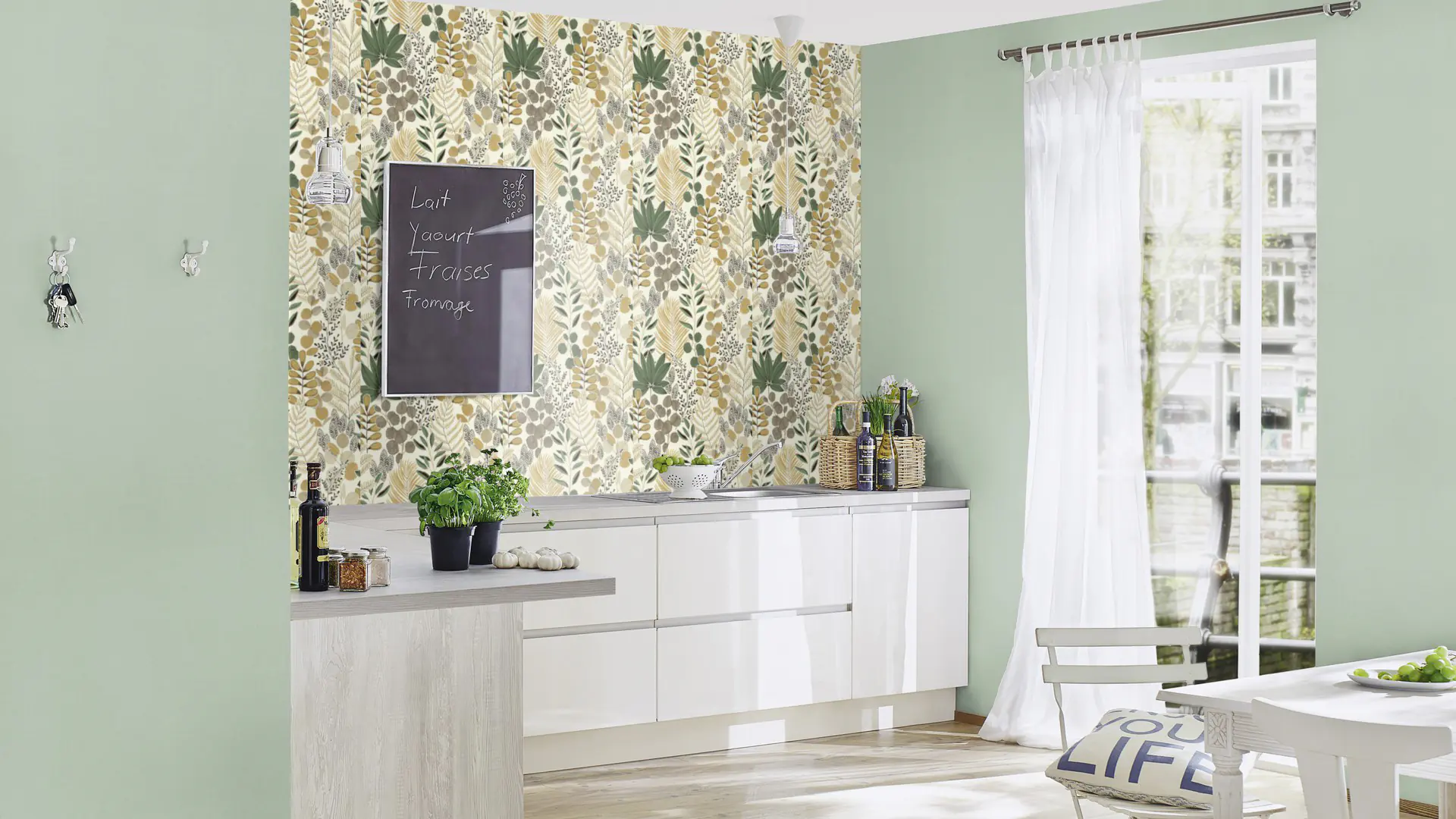 Rasch Vliestapete 690743 Selection, Textilstruktur grün, 10,05 x 0,53 m