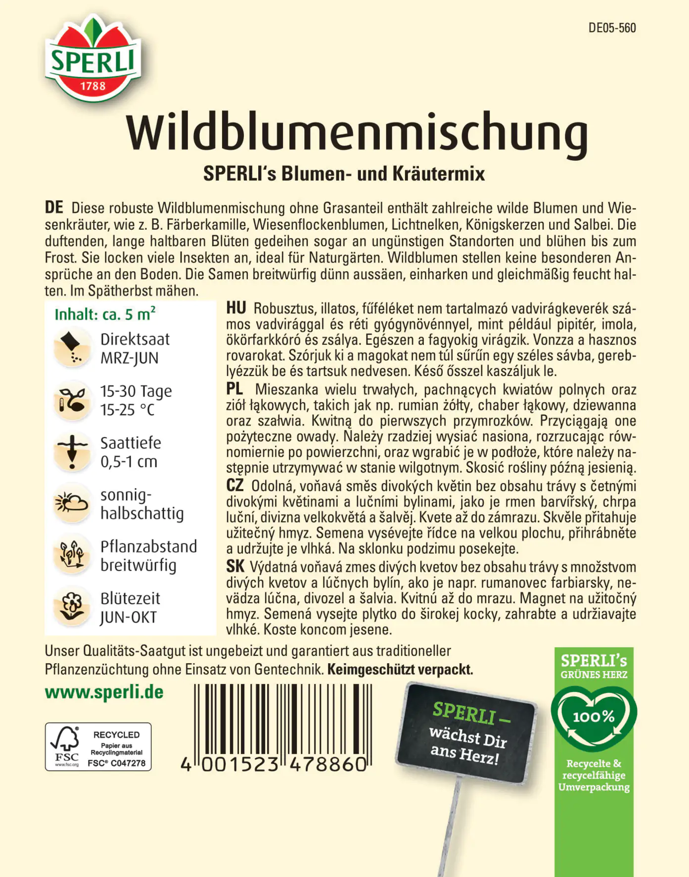 Sperli Wildblumenmischung Blumen- und Kräutermischung