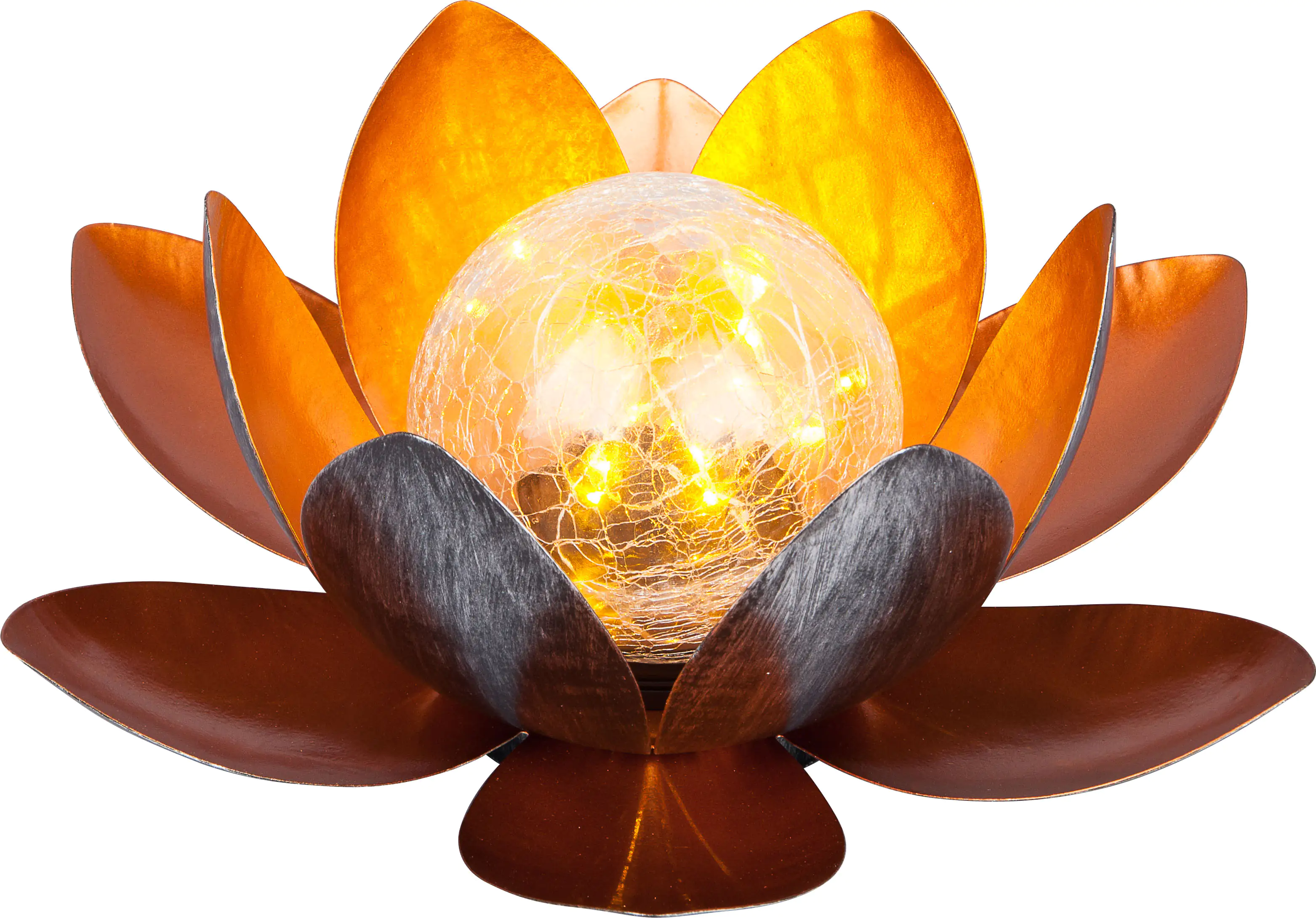 4333692208680_3 TrendLine LED Solarleuchte Seerose kupfer mit Glaskugel