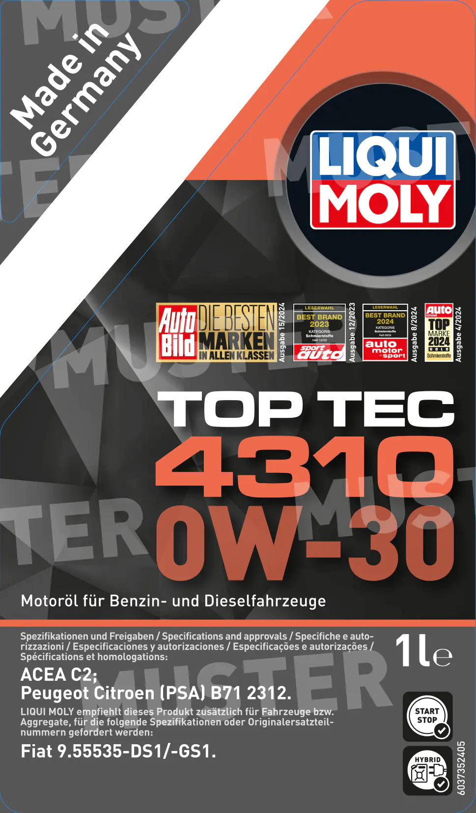 Liqui Moly Motoröl Top Tec 4310 0W-30 1 L