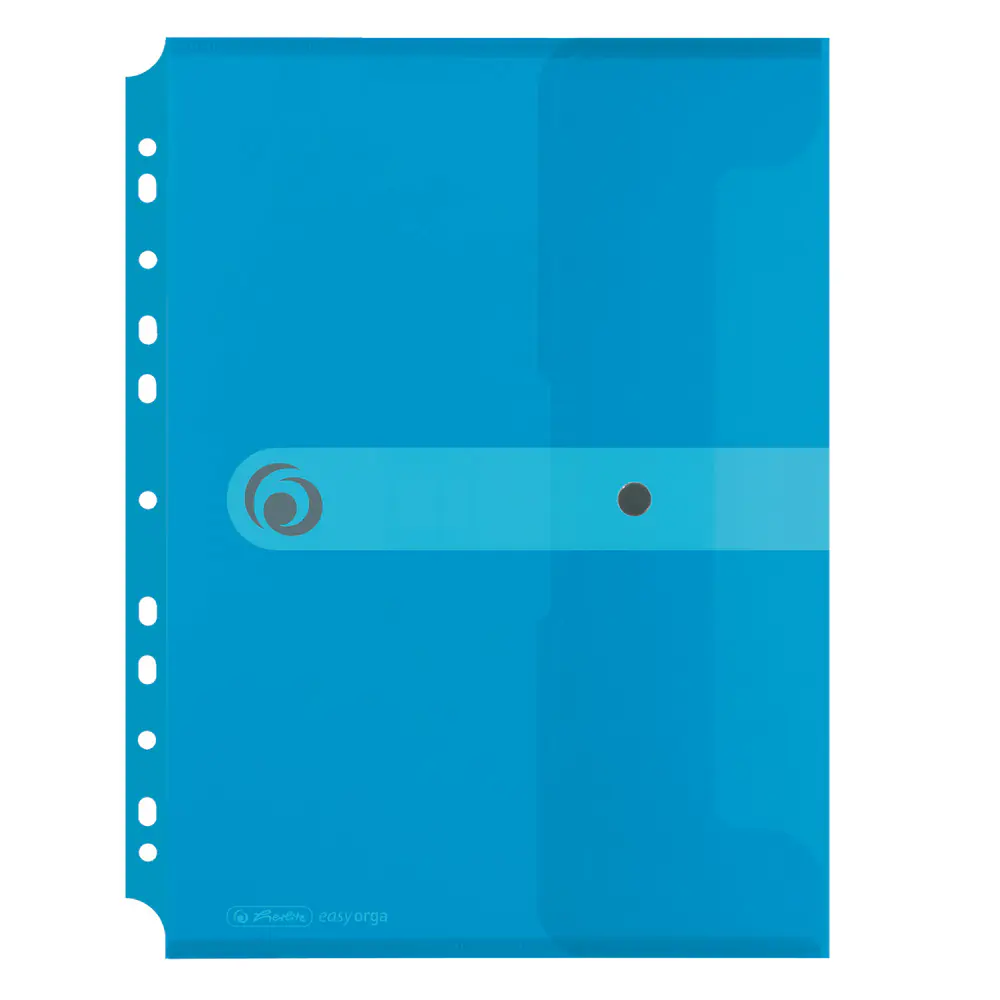herlitz Dokutasche PP A4 transparent mit blau Druckknopfverschluss